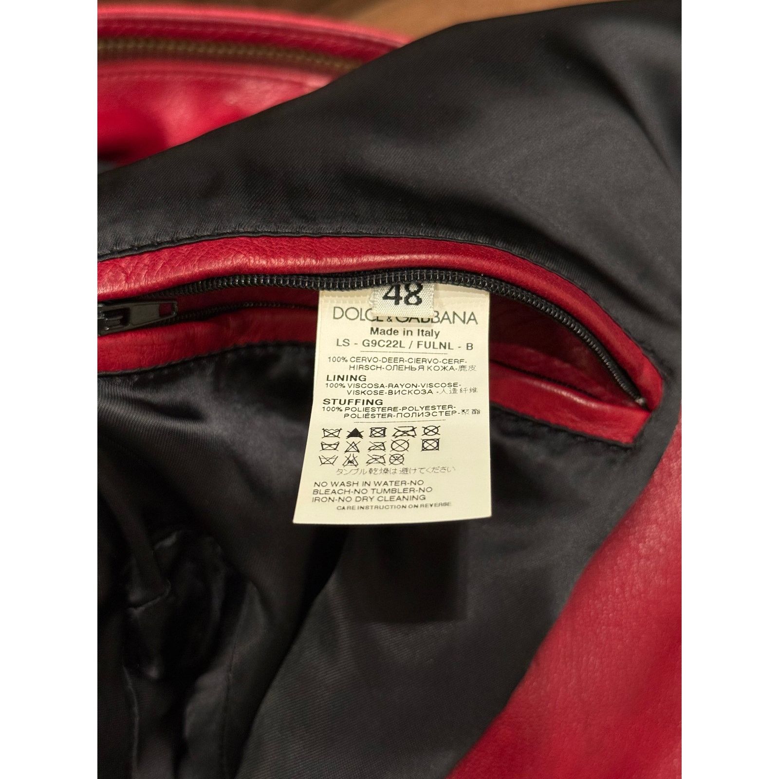 Dolce & Gabbana 2010s Dolce & Gabbana moto red leather jacket Size US M / EU 48-50 / 2 - 9 Thumbnail