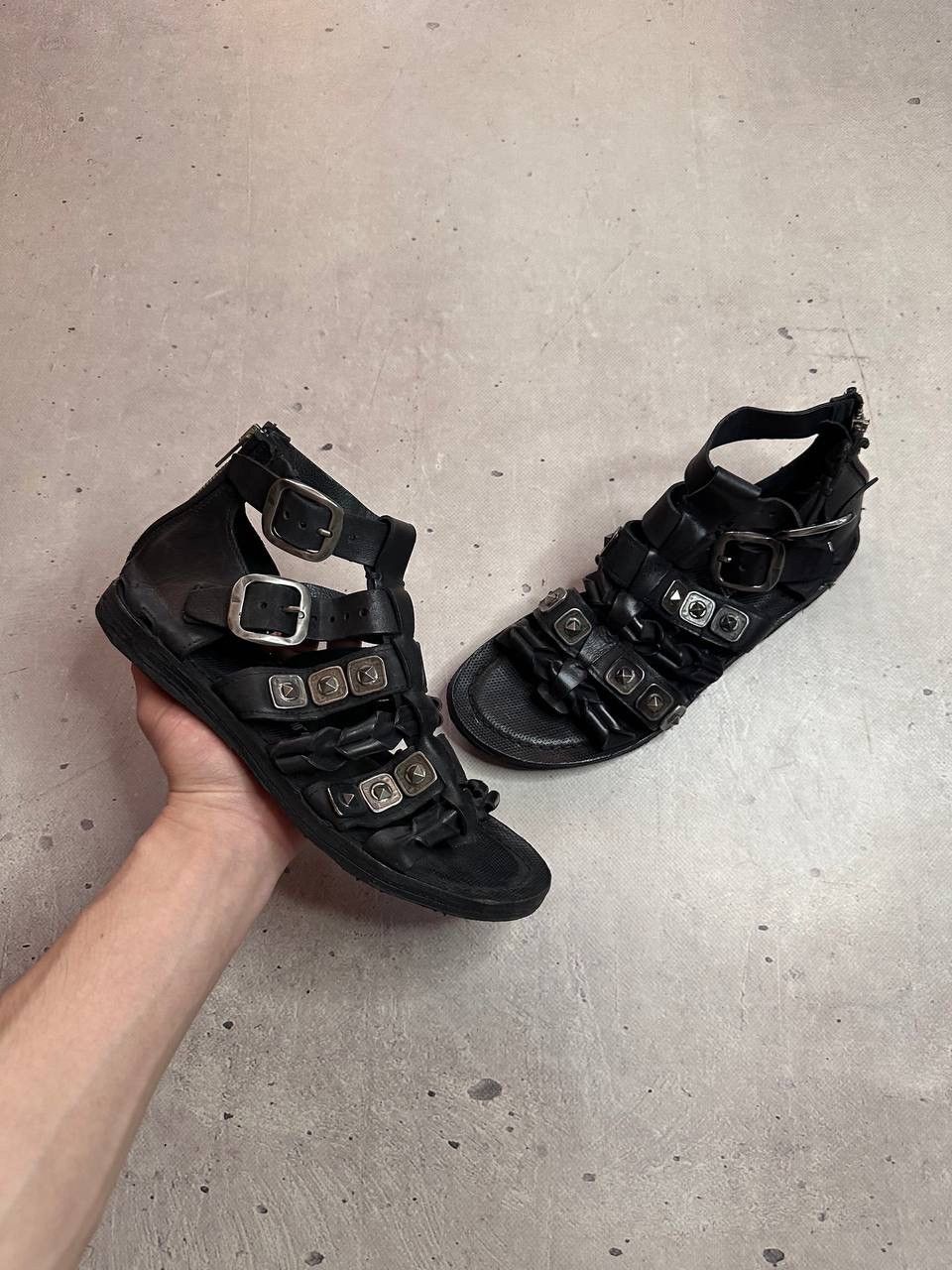 A.S.98 A.S.98 Studded Leather Gladiator Sandals Black 40 Buckle Zip Size US 9 / IT 39 - 1 Thumbnail