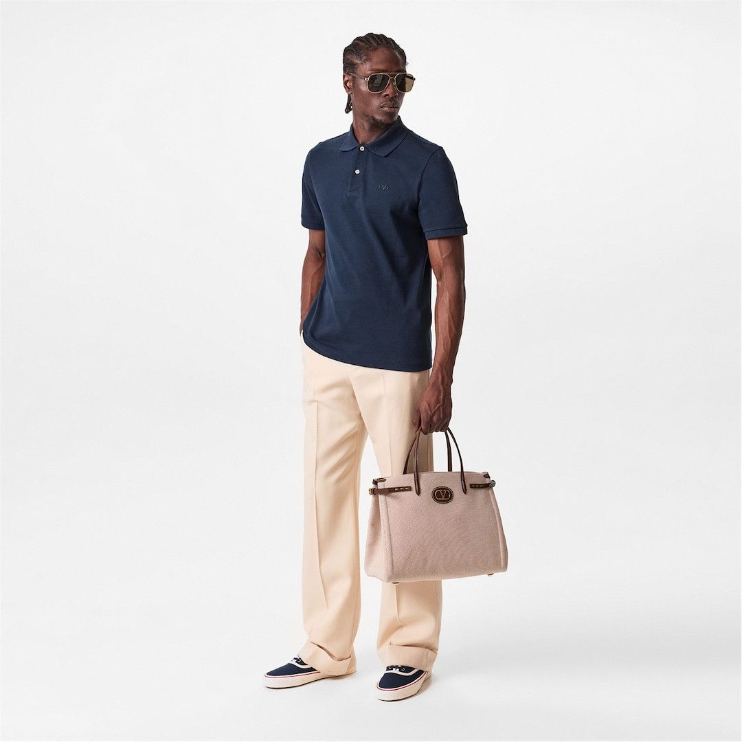 Valentino o1g2r1mq0526 Vlogo Short Sleeve Polo Shirt in Blue Size US M / EU 48-50 / 2 - 6 Thumbnail