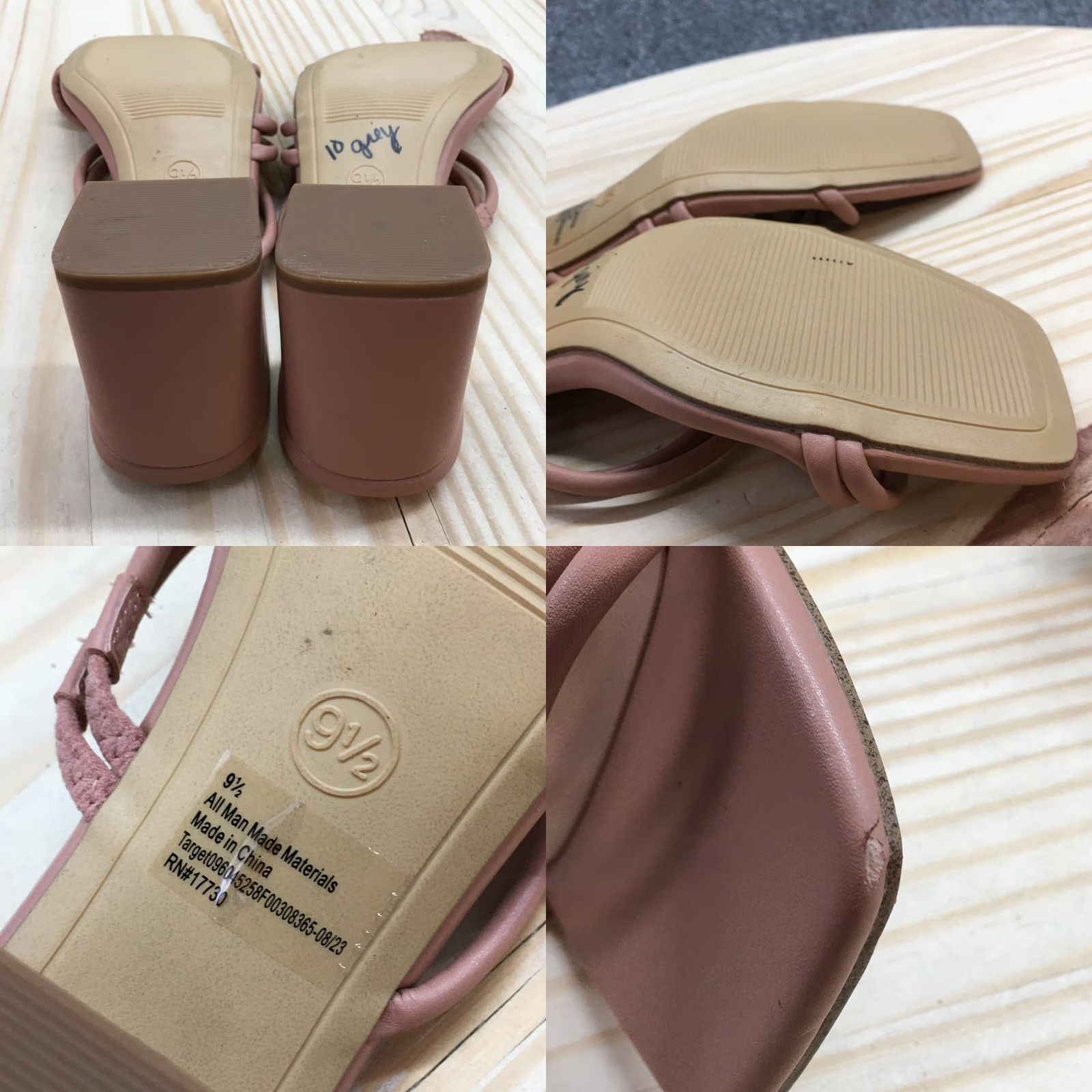 Vintage A New Day Blakely Sandals Womens 9.5 Beige Slide Heels ZStrap Pink Beige Casual Block 3 in Womens Shoes Size US 10 / IT 40 - 9 Thumbnail