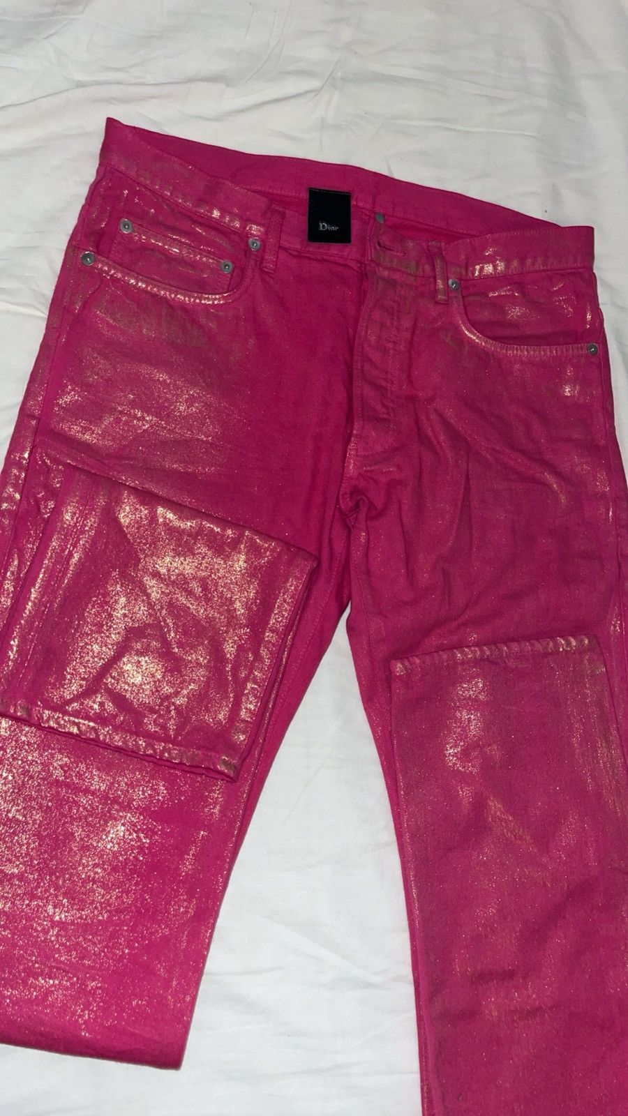 Hedi Slimane Dior Hedi pink golden dust jeans Size US 31 - 1 Thumbnail