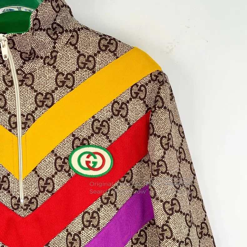 Gucci Gucci Brown striped logo jacquard full print stand-up coll Size XS / US 0-2 / IT 36-38 - 3 Thumbnail
