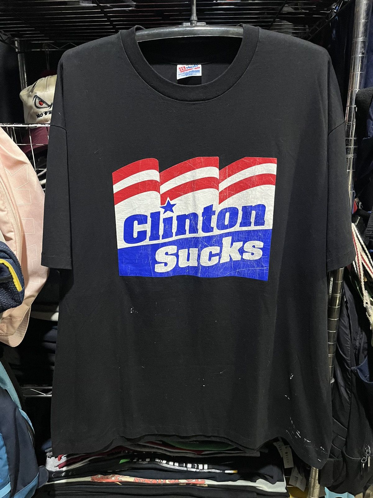 Vintage Cilnton Sucks Politic Tee 90s (single stitch) Size US XXL / EU 58 / 5 - 1 Thumbnail