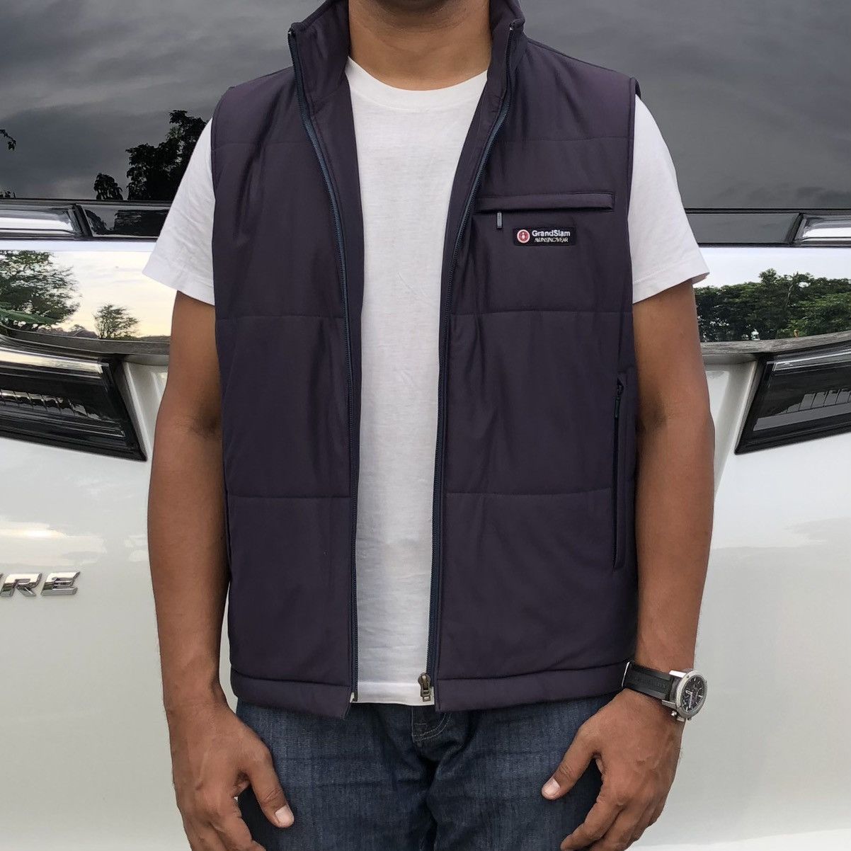 image of Grand Slam x Vintage Grandslam Munsingwear Light Puffer Vest Jacket in Blue, Men's (Size Medium)
