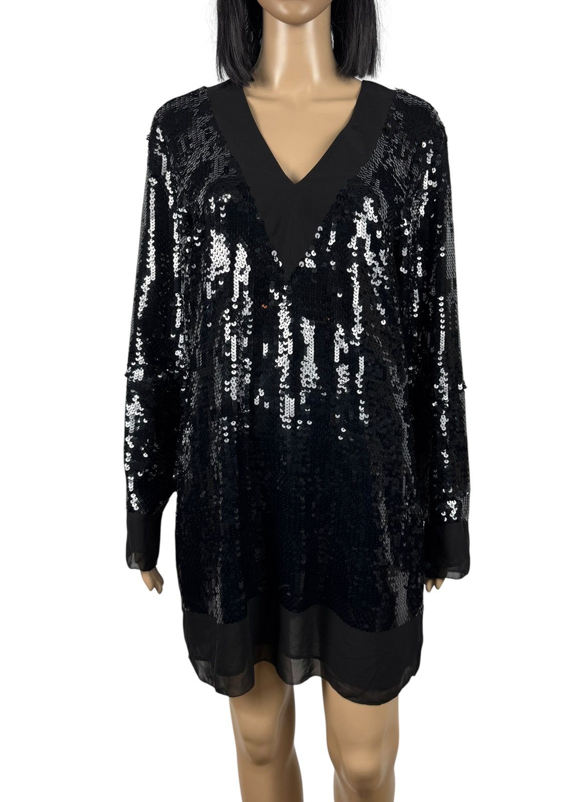 Karl Lagerfeld Karl Lagerfeld Mini Dress Sequins Mesh Decor size M V-Neck Size M / US 6-8 / IT 42-44 - 3 Thumbnail