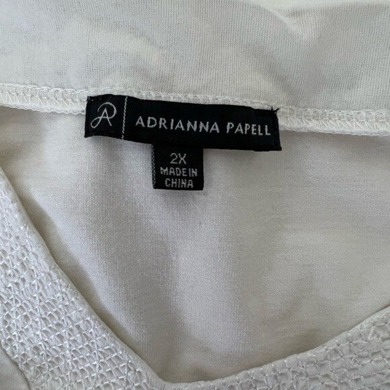 Adrianna Papell Adrianna Papell 3/4 sleeve Top Embroidery Ivory tuni Size 2X Size XXL / US 16-18 / IT 52-54 - 10 Thumbnail