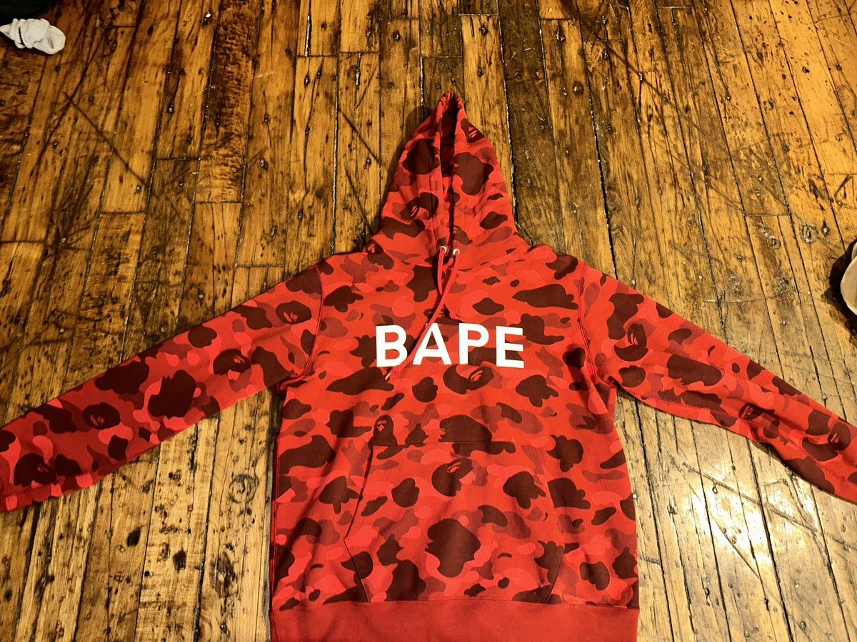 image of Bape Color Camo Pullover Hoodie in Red, Men's (Size XL)