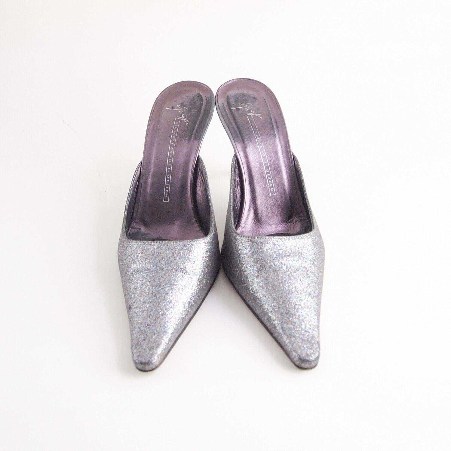 Giuseppe Zanotti Zanotti Mules Sandals Silver Glitter Leather US 9 EU 39 $620 Size US 9 / IT 39 - 3 Thumbnail