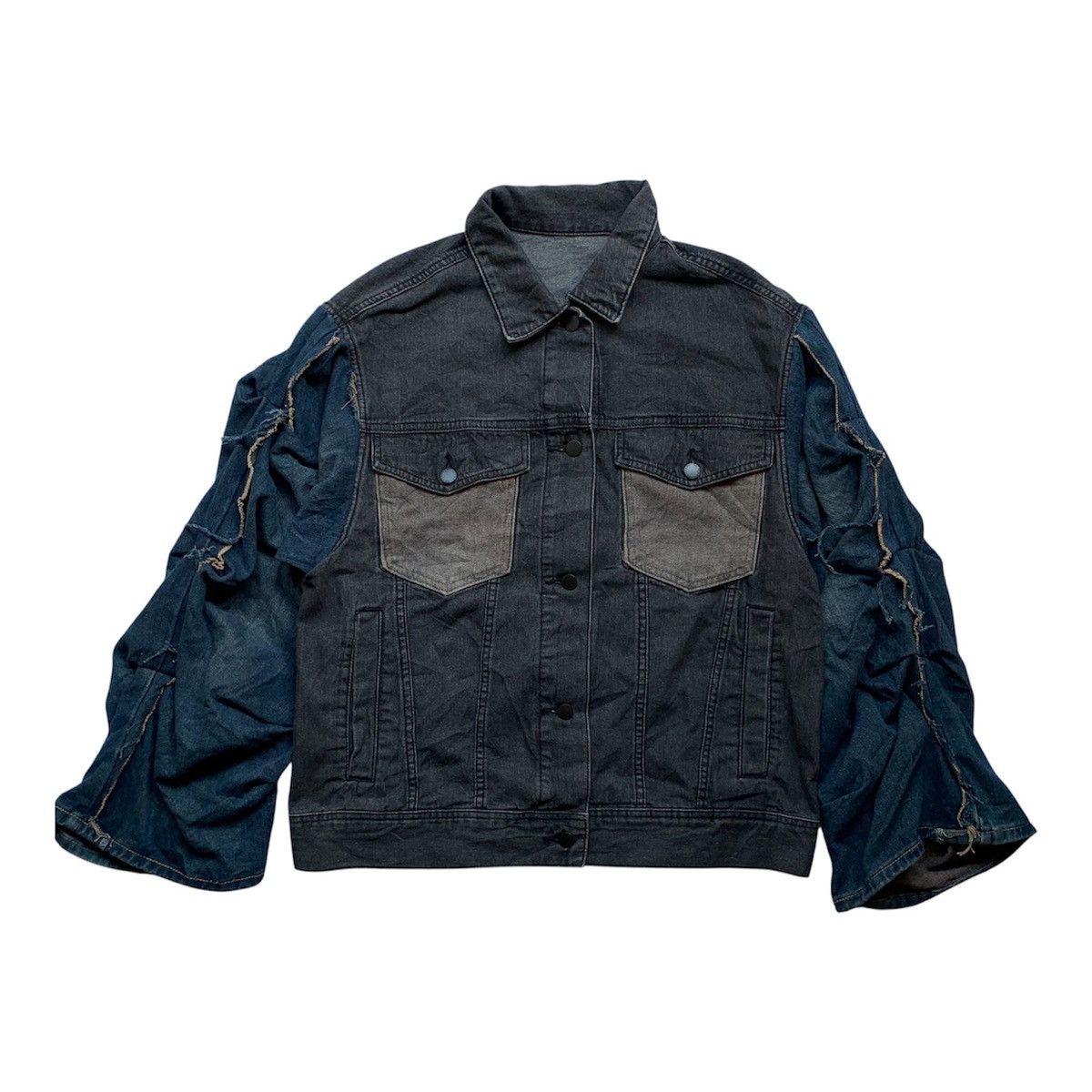GU Japanese brand GU raffle sleeves denim jacket Size US L / EU 52-54 / 3 - 1 Thumbnail