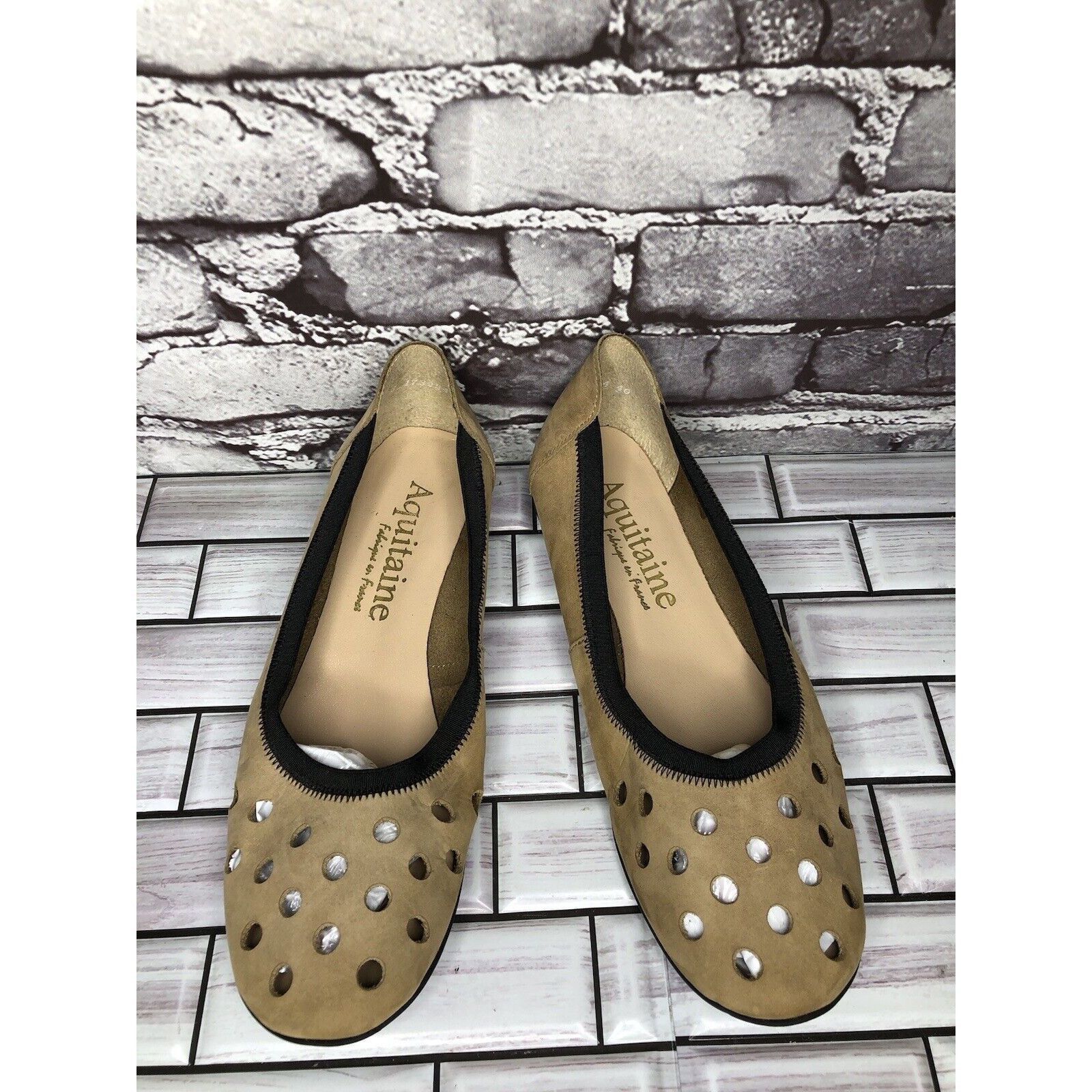 Other Aquitaine Brown Leather Perforated Ballet Flats Round Toe Sh Size US 9 / IT 39 - 18 Thumbnail