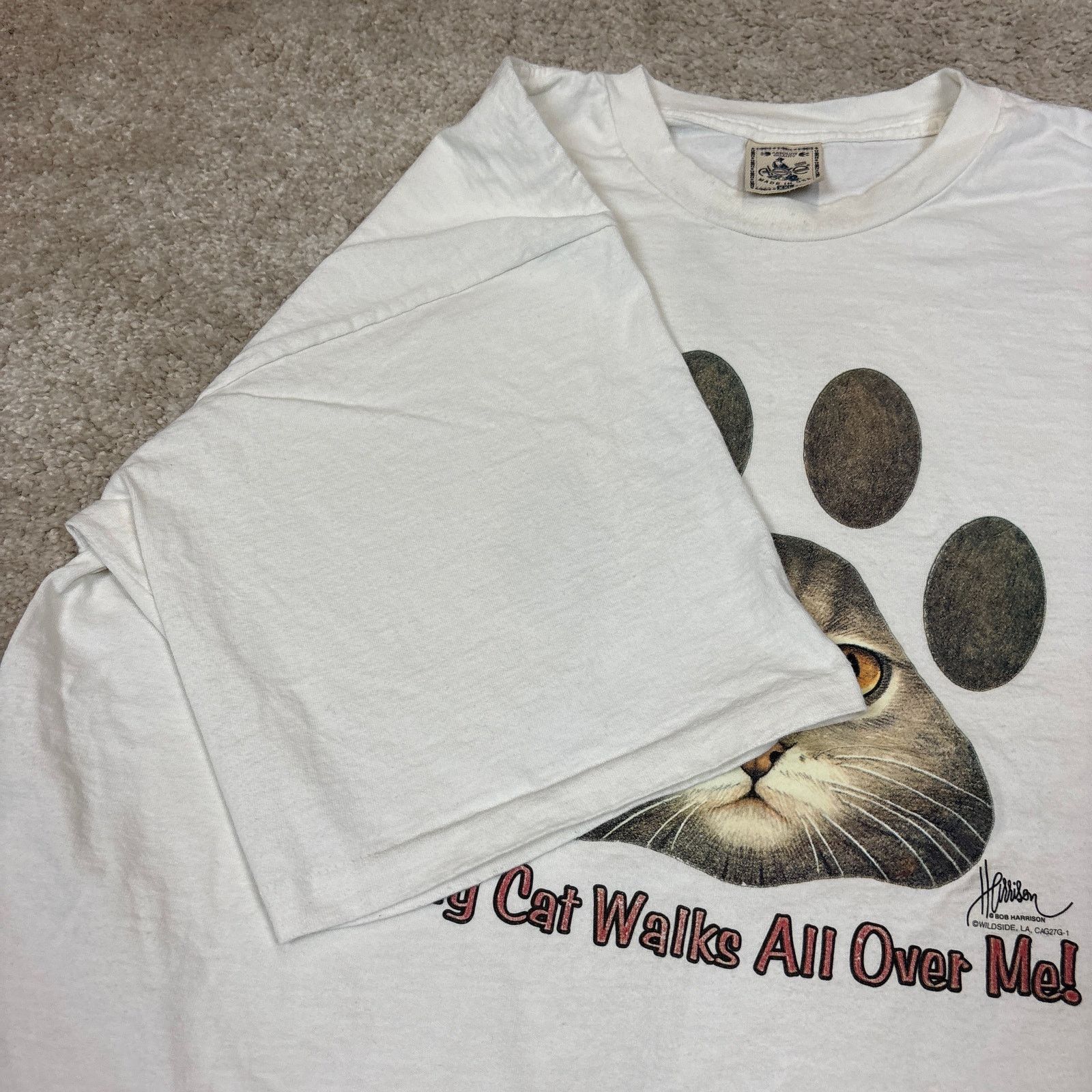 Vintage Vintage My Cat Walks All Over Me Shirt Mens 2XL Bob Harrison Size US XXL / EU 58 / 5 - 4 Thumbnail