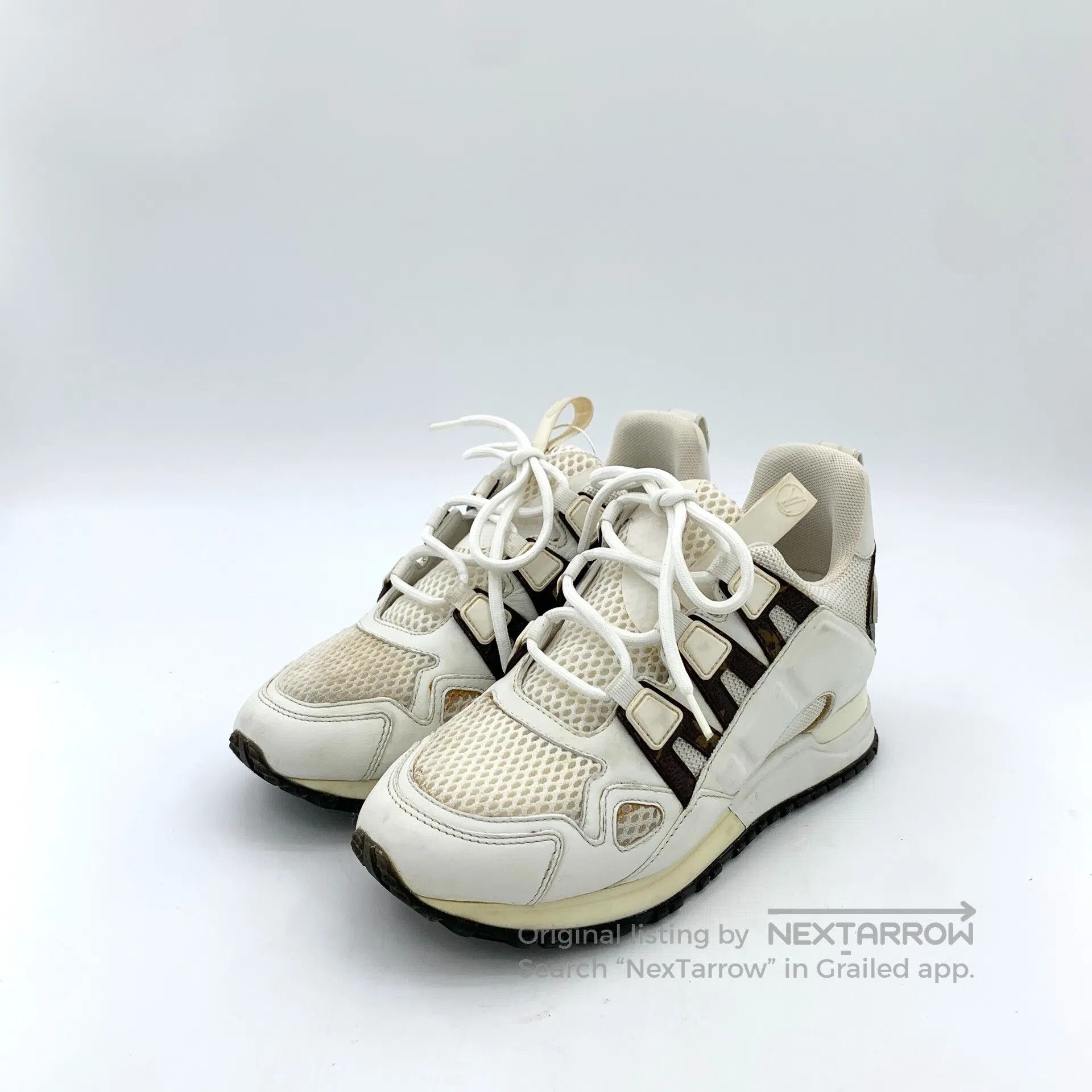 Louis Vuitton Louis Vuitton White net lace-up casual flat sneakers| Size US 4.5 / IT 34.5 - 1 Thumbnail