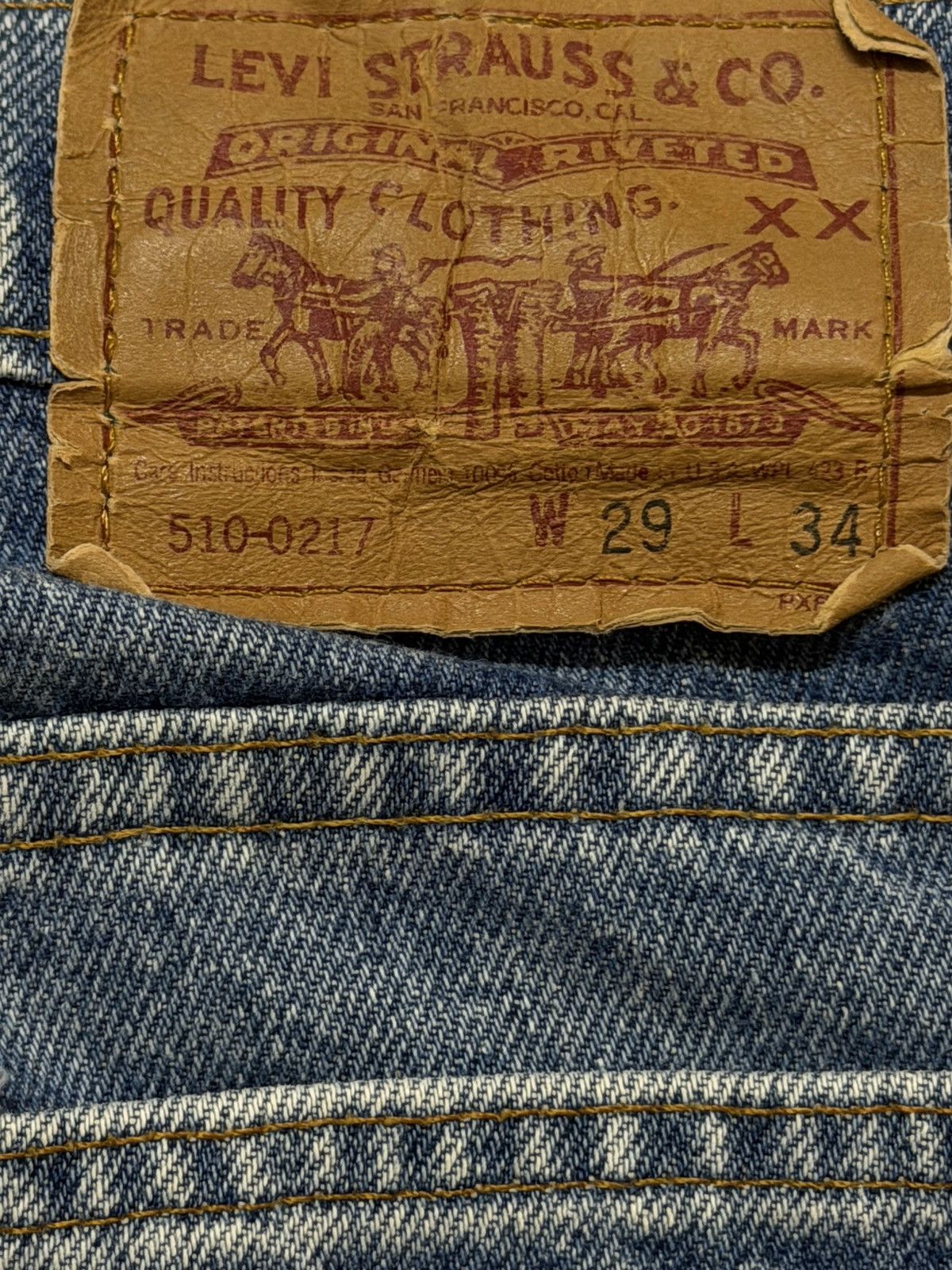 Levi's Vintage 90s Levis 510 Blue Faded Mud Wash Distressed Jeans Size US 28 / EU 44 - 5 Thumbnail