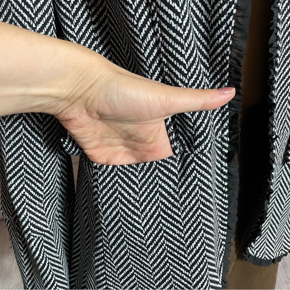 Chicos New Chico’s Chevron Blazer Jacket With Black Ruffle Trim Si Size M / US 6-8 / IT 42-44 - 9 Thumbnail