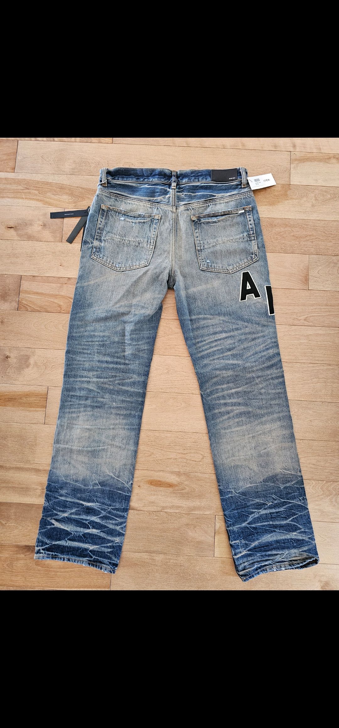Amiri Amiri Patchwork “Champions 23” Jeans Blue Sz 34 BNWT Size US 34 / EU 50 - 2 Thumbnail