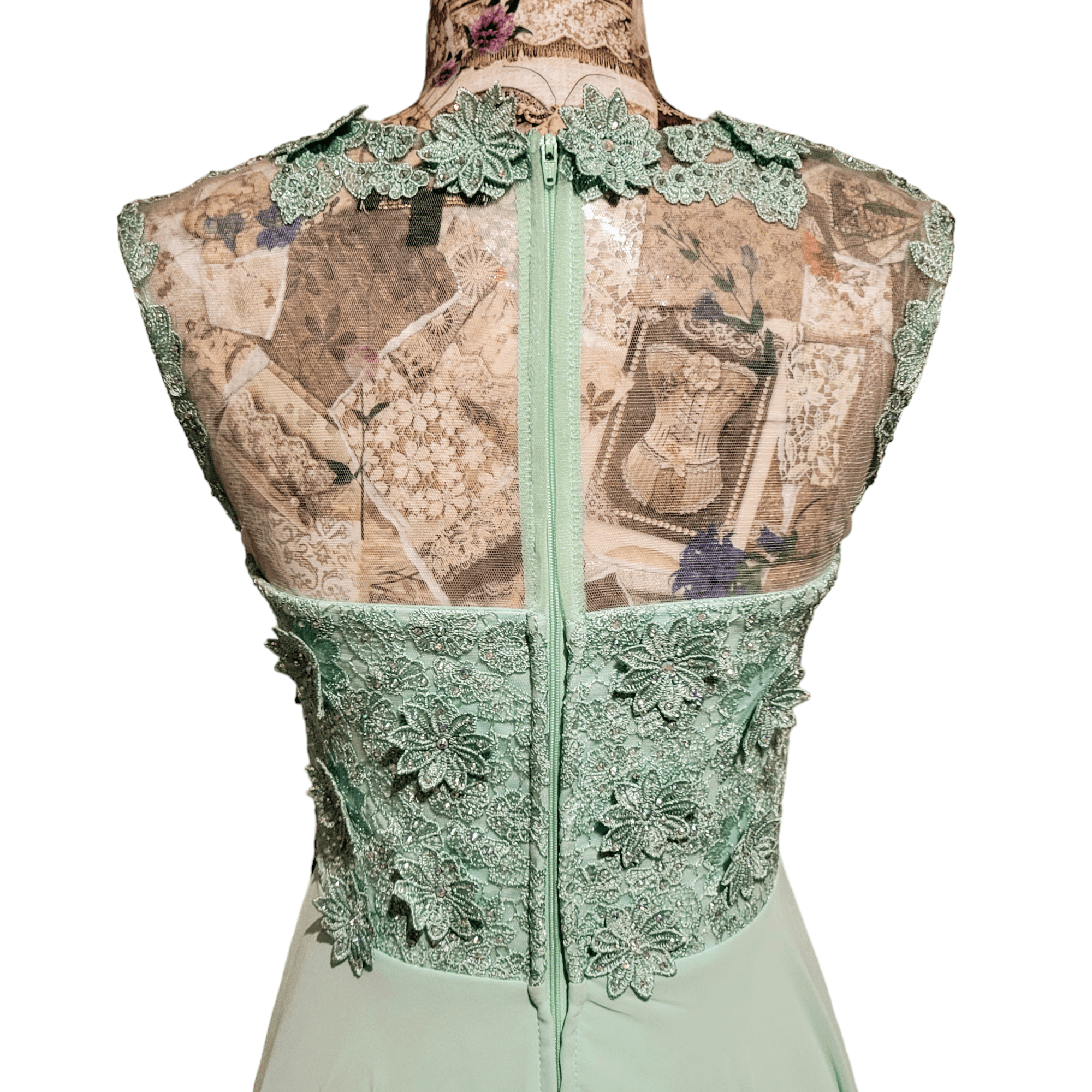 Triangl City Triangles Green Rhinestones Sweetheart Long Prom Gown Size XS / US 0-2 / IT 36-38 - 8 Thumbnail