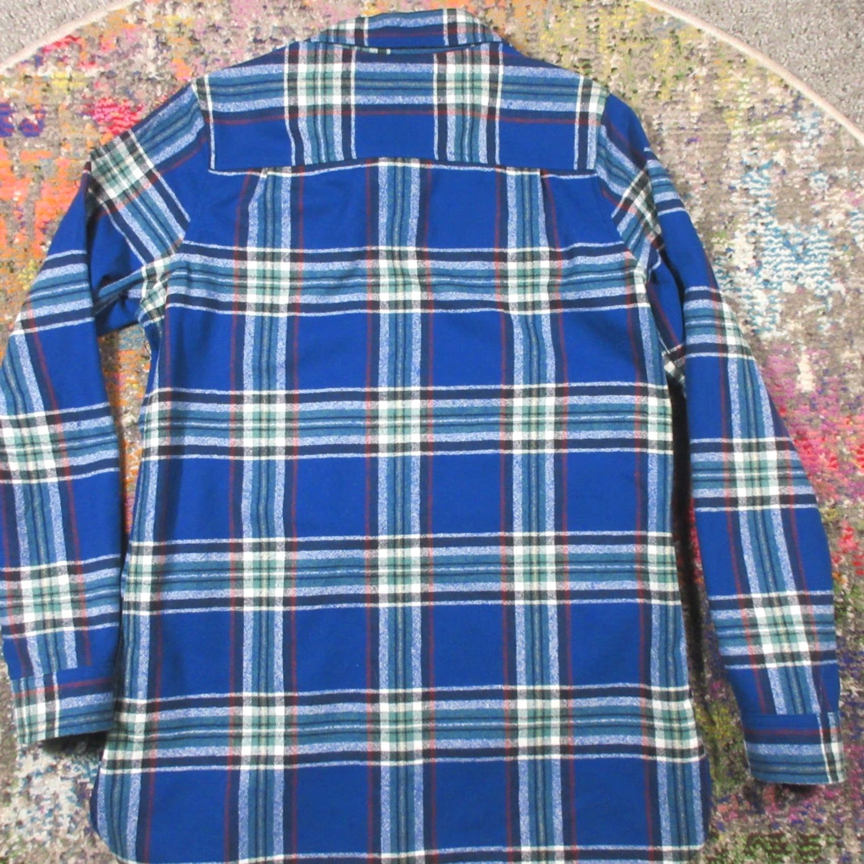Pendleton VINTAGE Pendleton Shirt Mens S Tall Button-Front Long Sleeve Teal Plaid Wool EUC Size US S / EU 44-46 / 1 - 2 Thumbnail