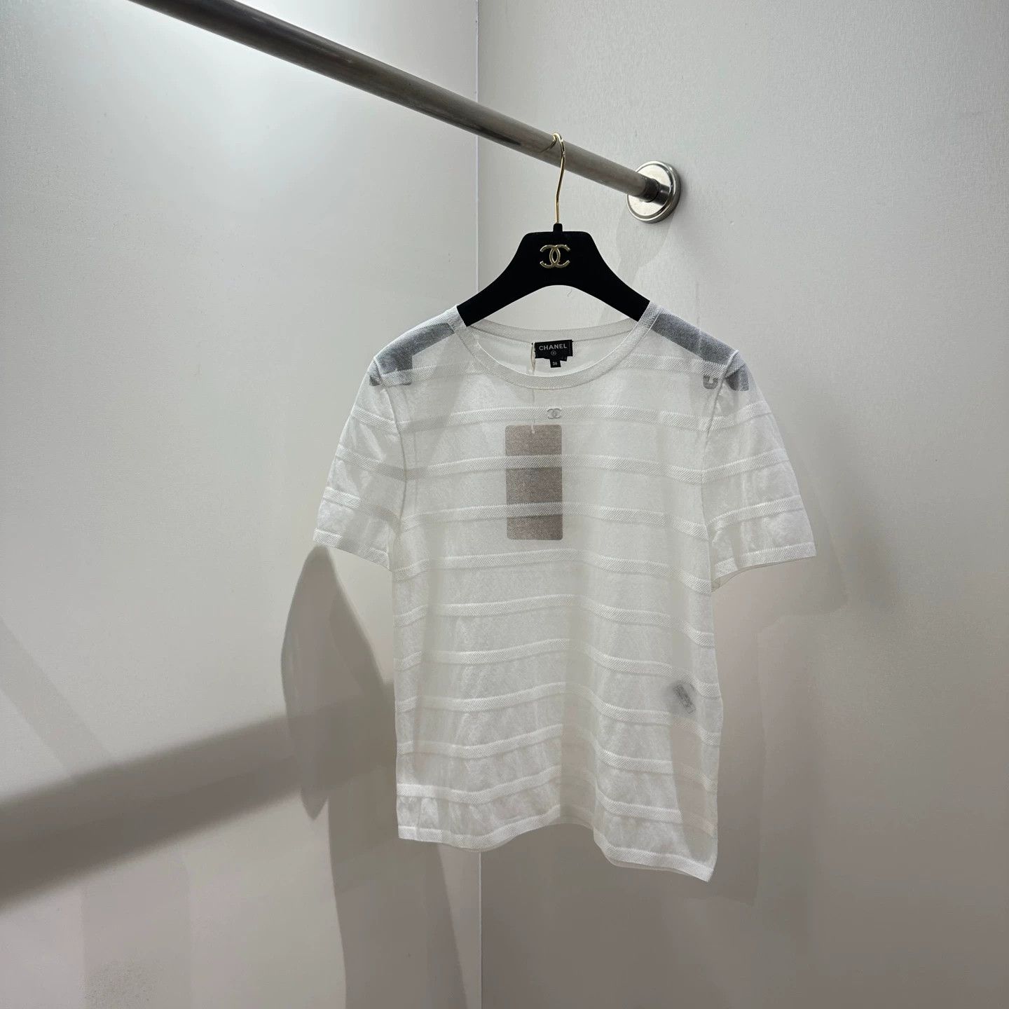 Chanel Chanel may276 24S Sheer Strip Logo Short Sleeve 36 Size XS / US 0-2 / IT 36-38 - 1 Thumbnail