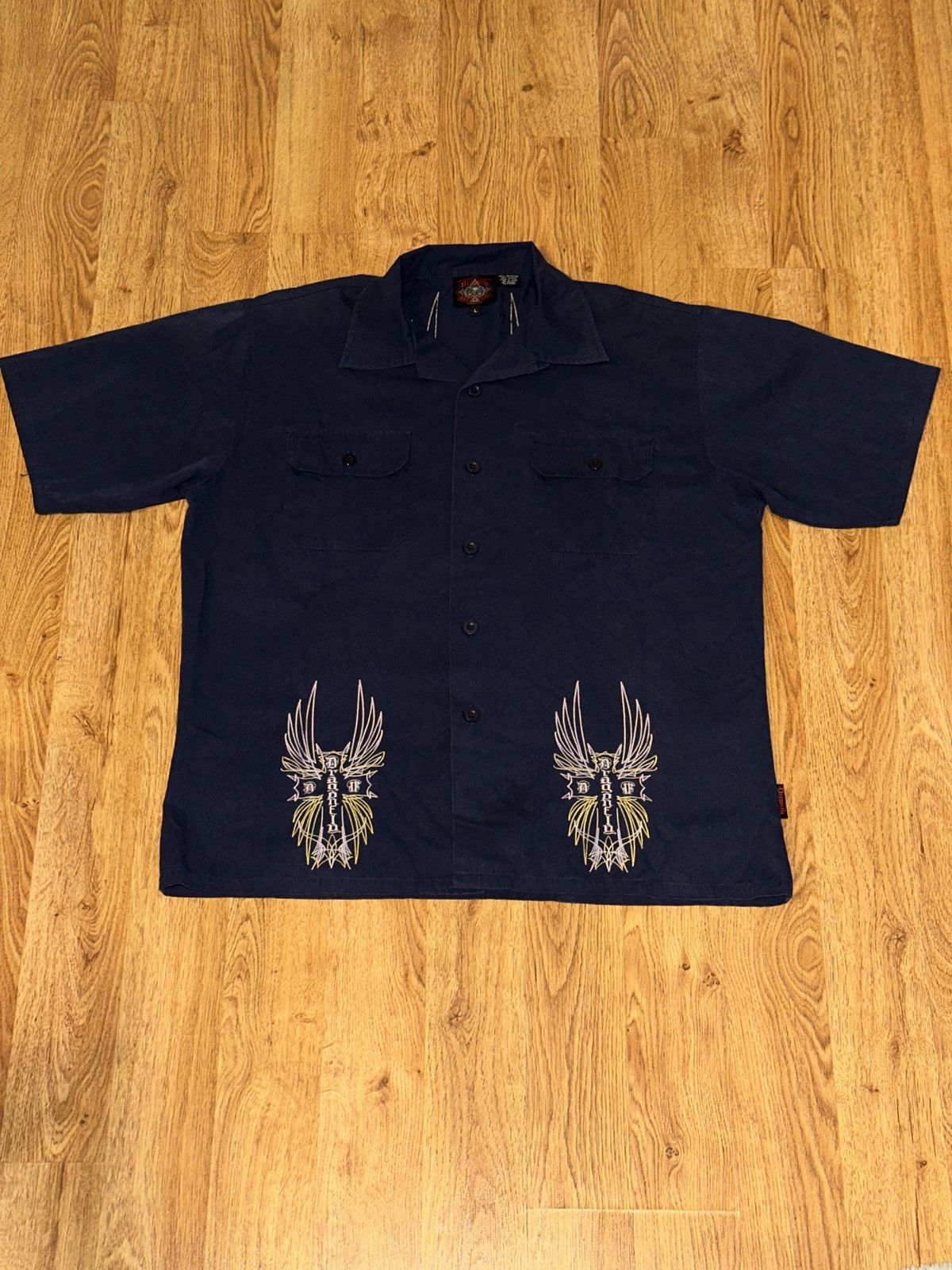 Dragonfly × Vintage Y2K Vtg DRAGONFLY Pinstriping Style Cuban Havana Work Shirt Size US L / EU 52-54 / 3 - 8 Thumbnail