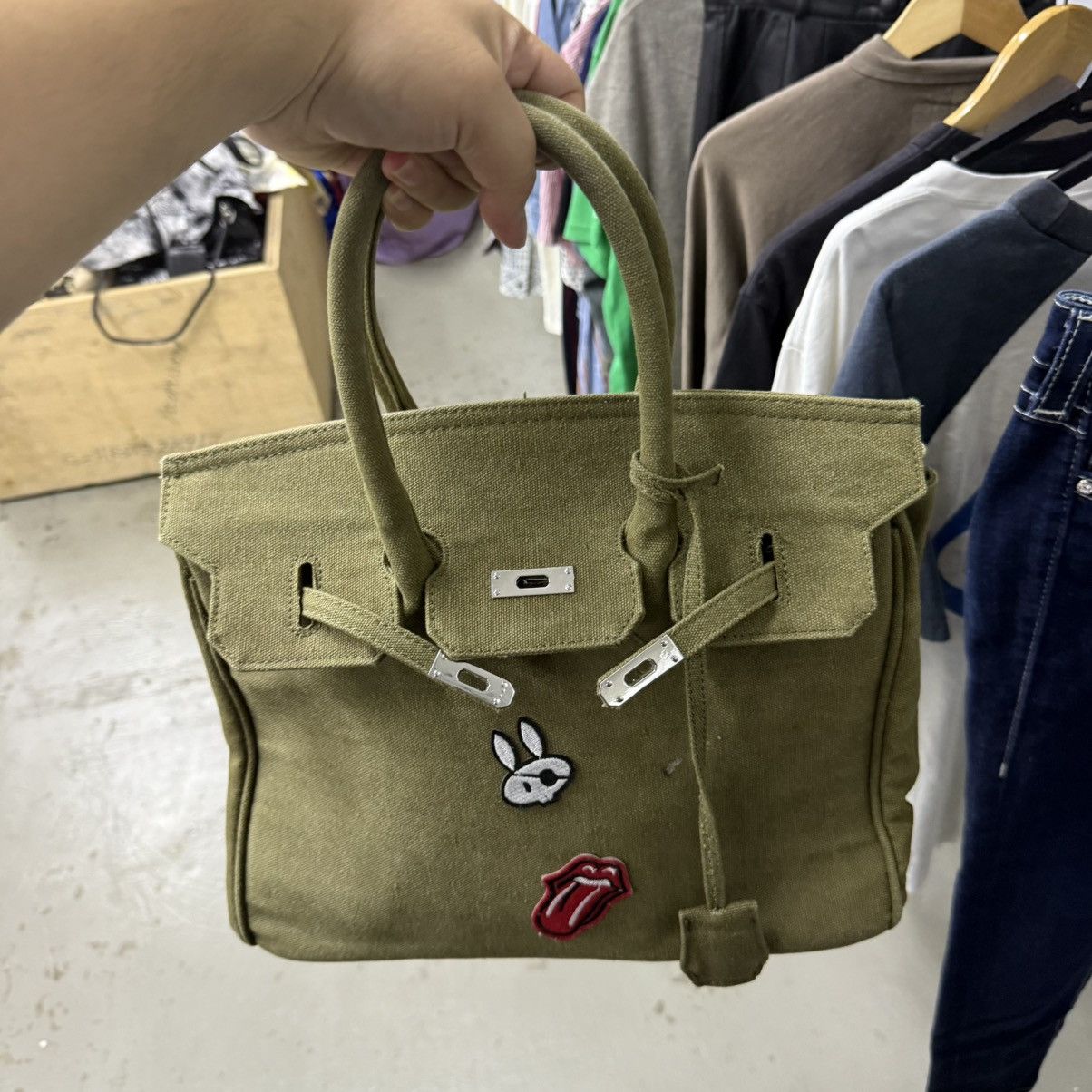 Handmade Limited Crafted Birkin Bag Canvas Custom Hermes Readymade Size ONE SIZE - 10 Thumbnail