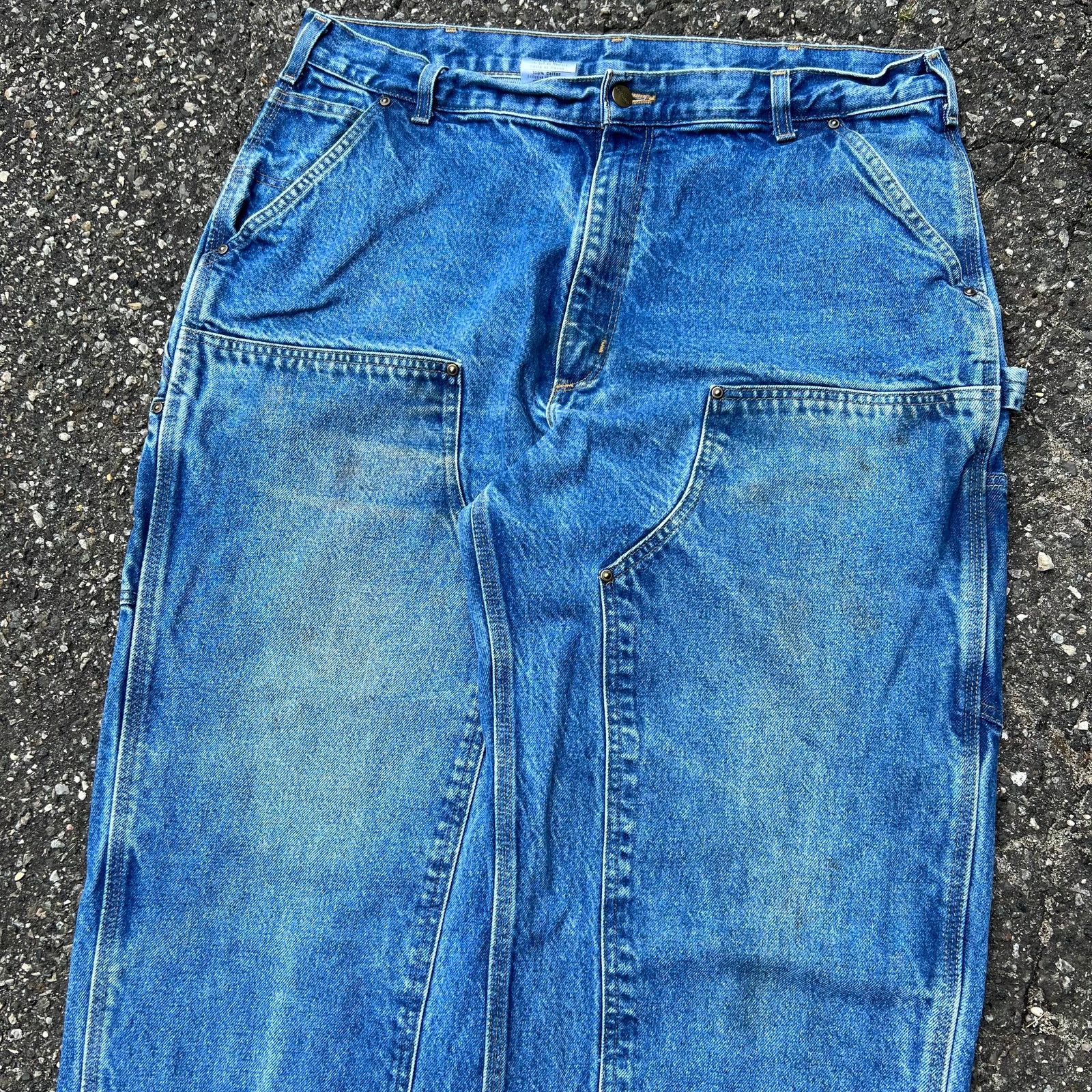 Carhartt × Vintage Vintage carhartt denim blue jeans double knee work pants Size US 37 - 3 Thumbnail