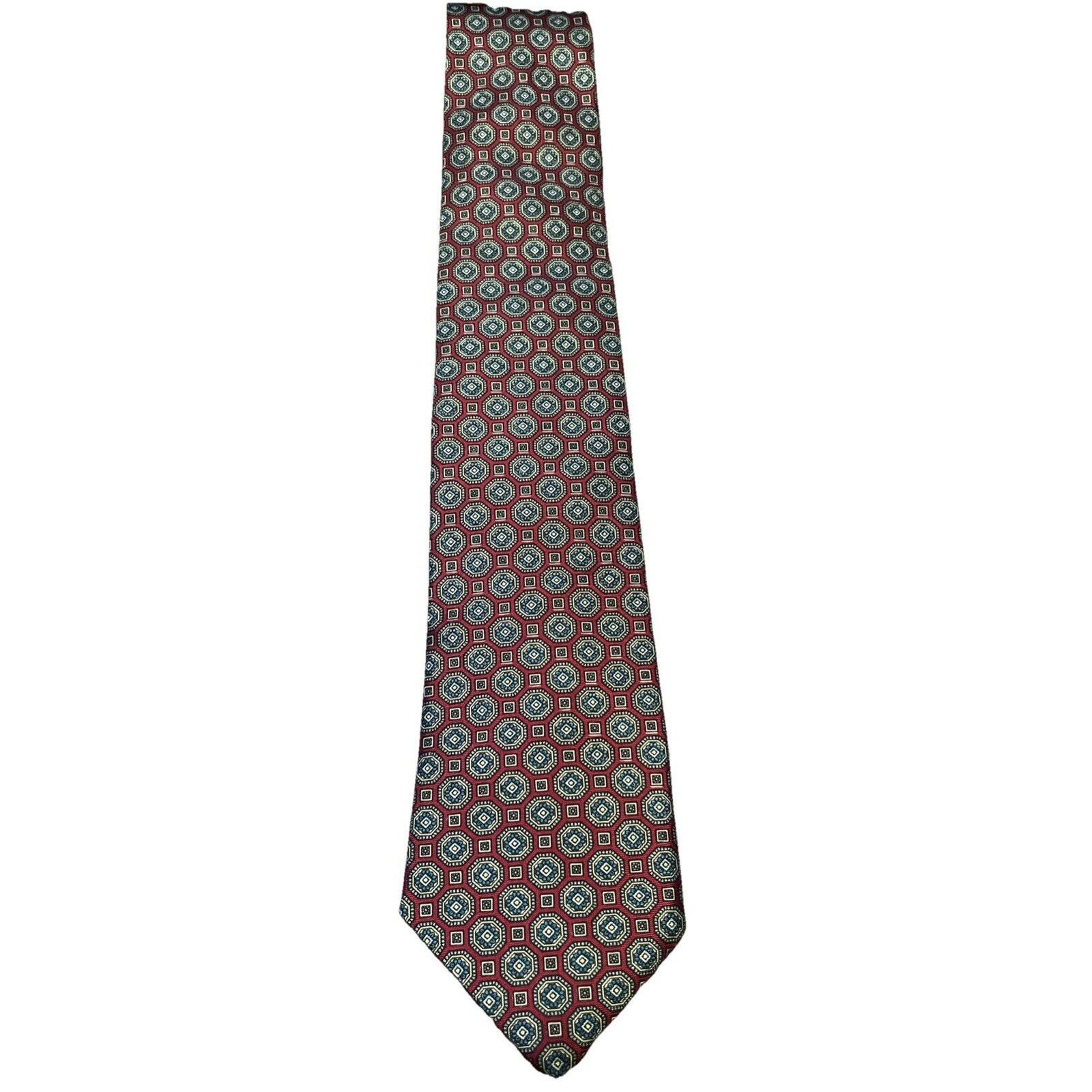 Evan Picone Evan-Picone Tie Necktie Burgundy Black X-Long Geometric Silk Size ONE SIZE - 1 Thumbnail