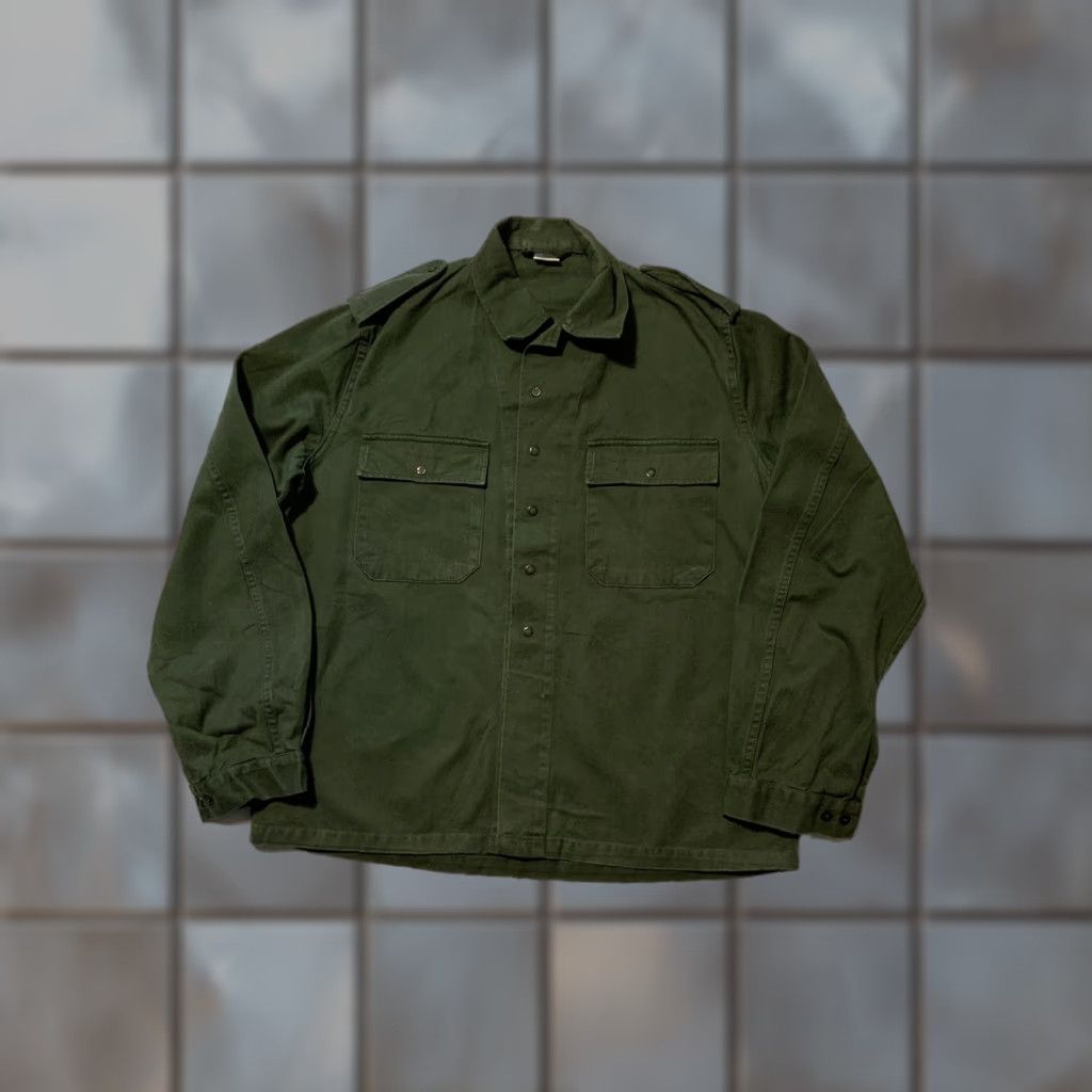 Vintage VINTAGE Belgium Army ABL Military Painted Green Field Shacket Shirt Jacket M 1984 1980s Green Mens Size US M / EU 48-50 / 2 - 1 Thumbnail