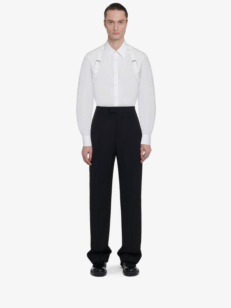 Alexander McQueen o1srvl11e0226 Wide Leg Tuxedo Trousers In Black Size US 36 / EU 52 - 2 Thumbnail