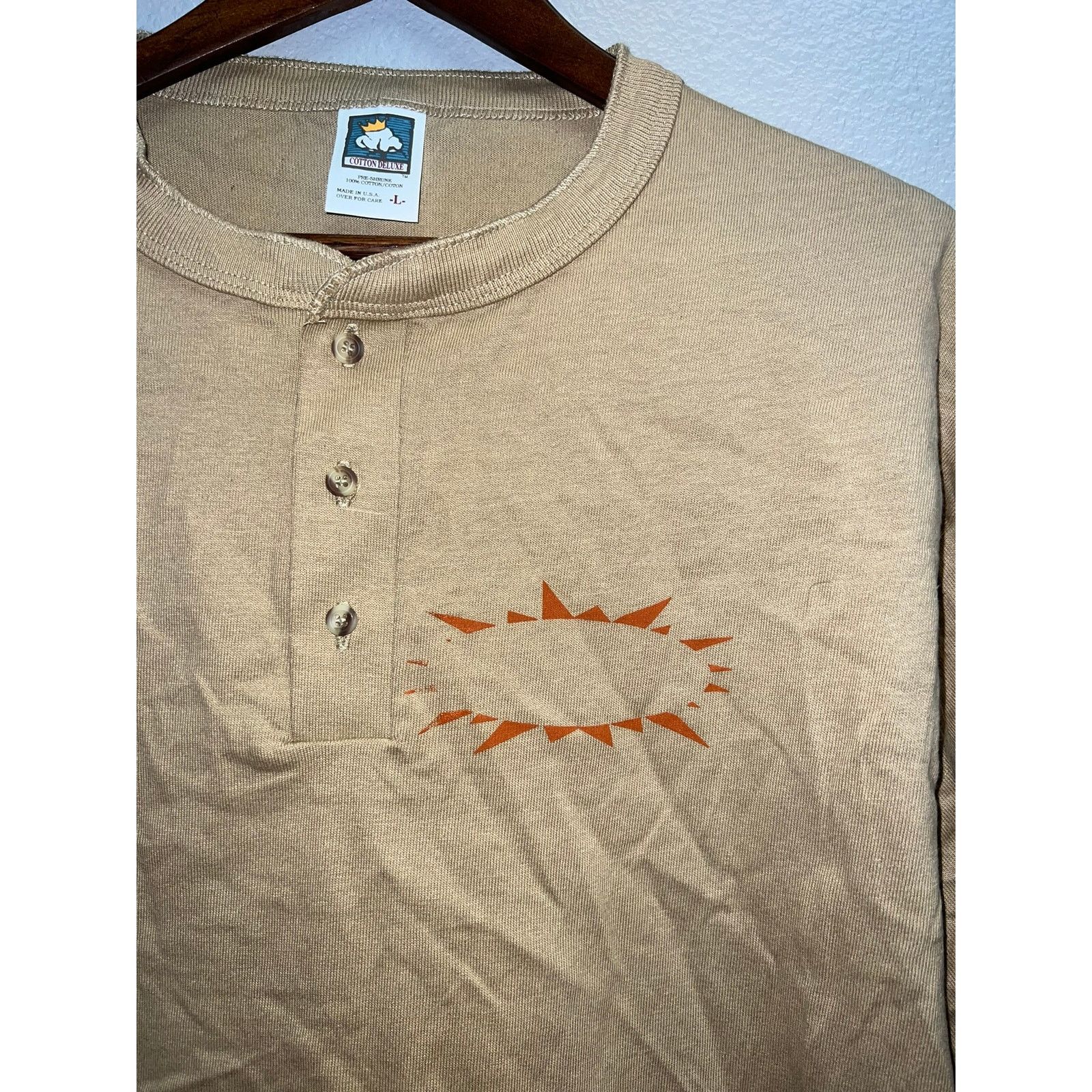 Anvil Vintage Long Sleeve Brown Shirt 1/4 Button Up Tee Large 90s Size US L / EU 52-54 / 3 - 3 Thumbnail
