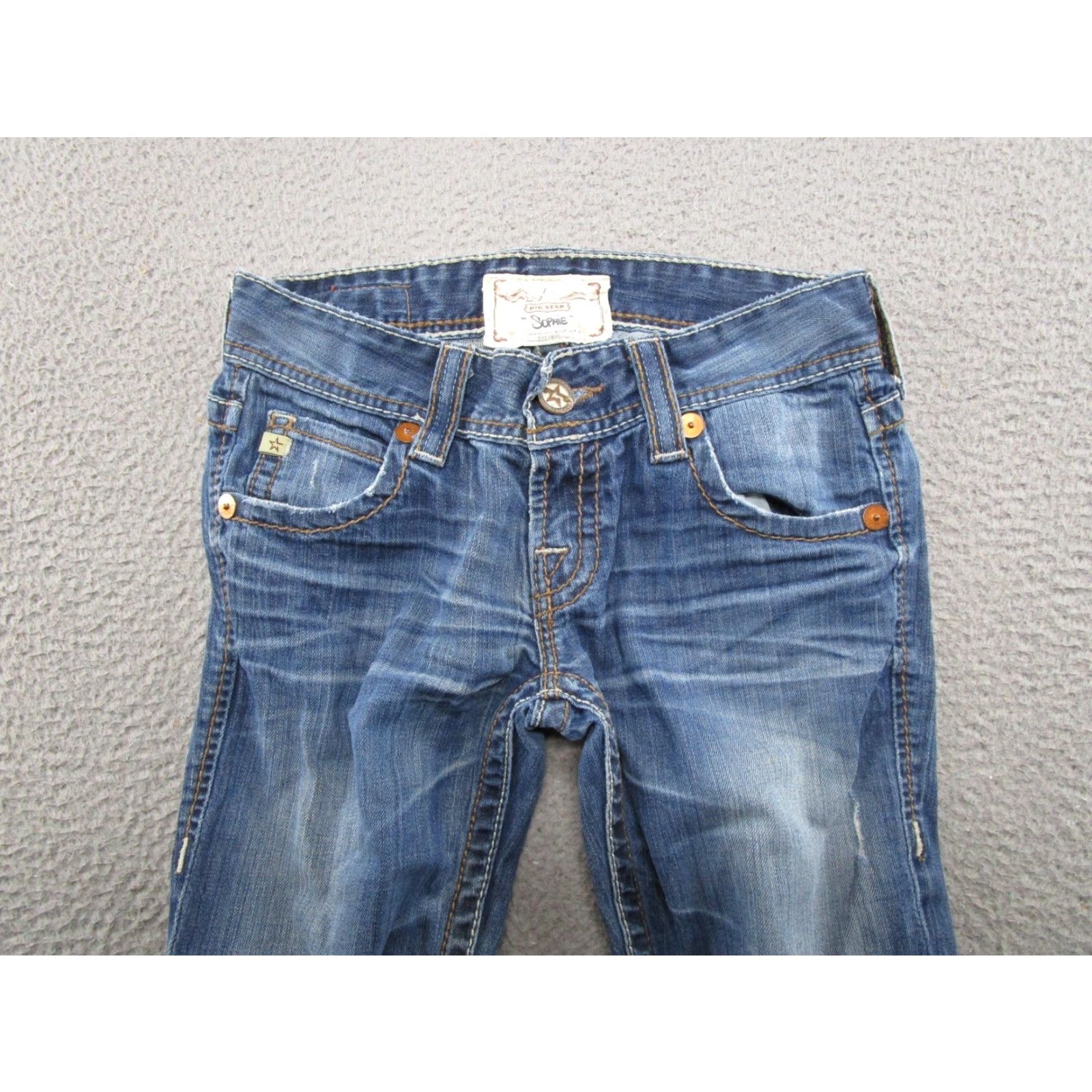 Vintage BKE Buckle Jeans Bootcut Distressed 5-Pocket Denim Flap Pocket Women's 27R Blue Size 27" / US 4 / IT 40 - 3 Thumbnail