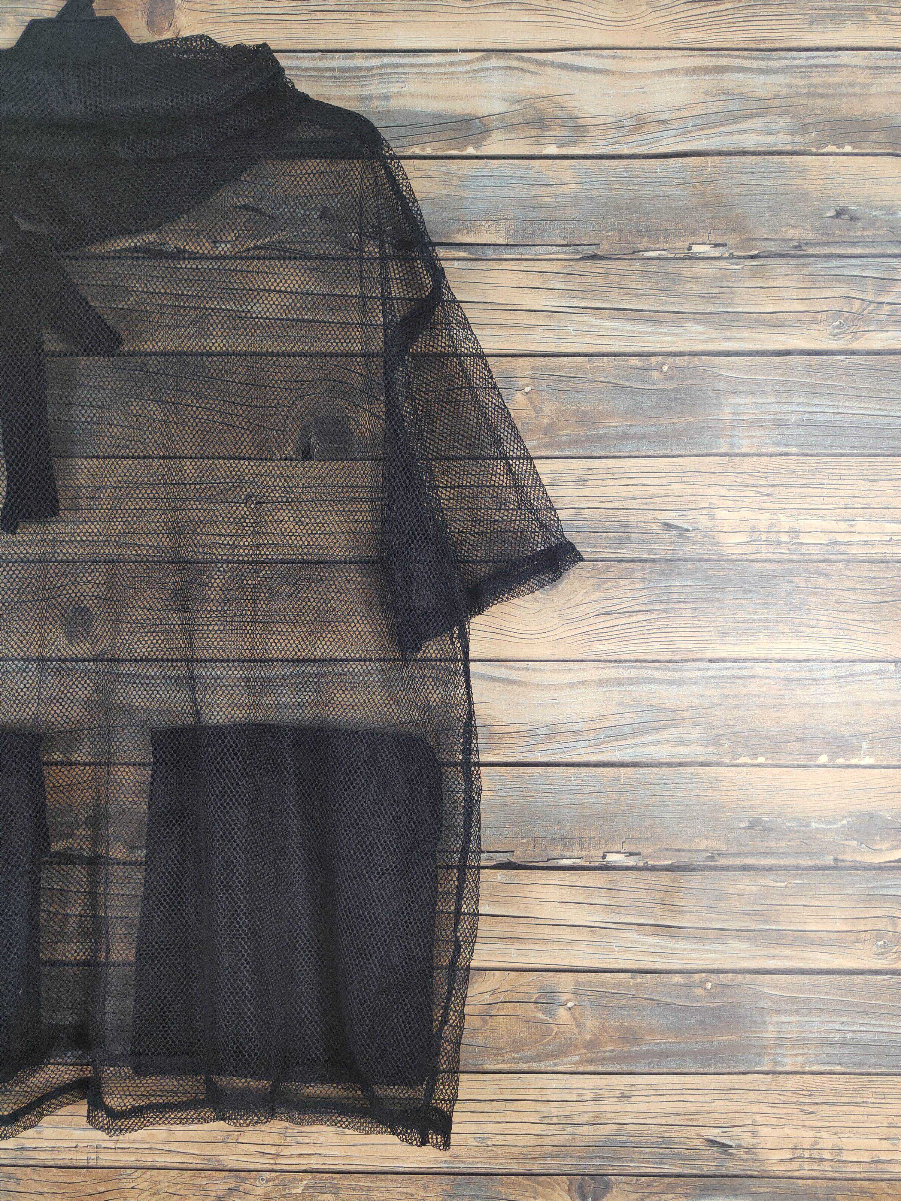 Vintage Very rare Art Black Net Transparent Short Sleeve Shirts Size US L / EU 52-54 / 3 - 9 Thumbnail
