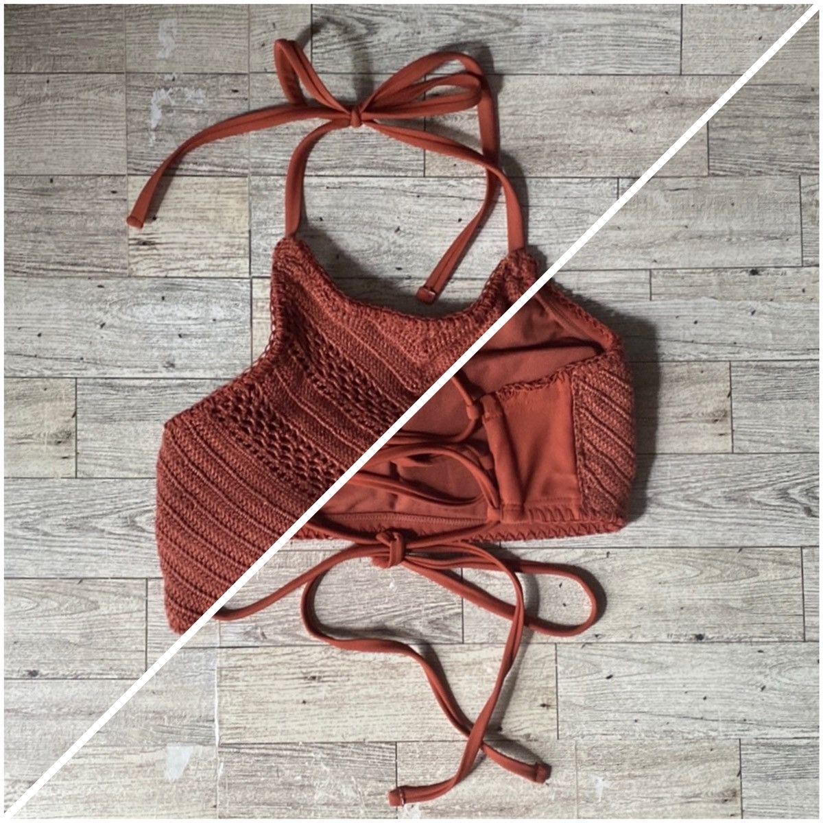 Target Basics Xhilaration, Copper/Rust Knit, Strappy, Halter Bikini Top Size M / US 6-8 / IT 42-44 - 16 Thumbnail