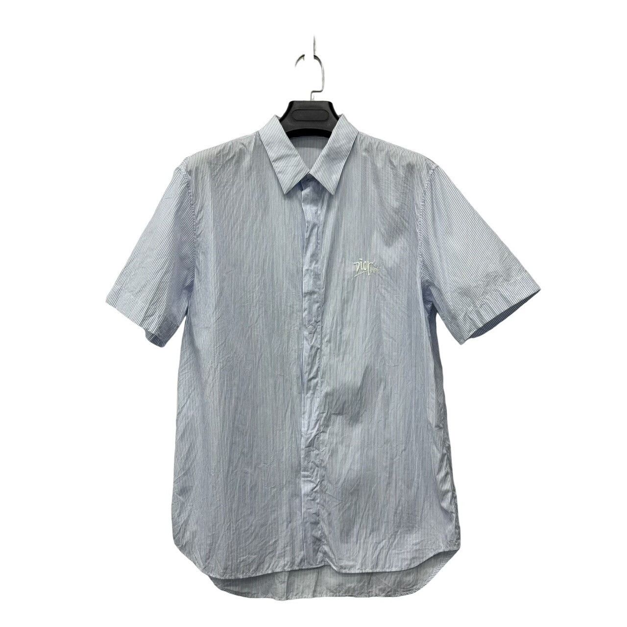 Dior Dior Blue Stripe Embroidered Logo Short-Sleeve Shirt Size US M / EU 48-50 / 2 - 1 Thumbnail