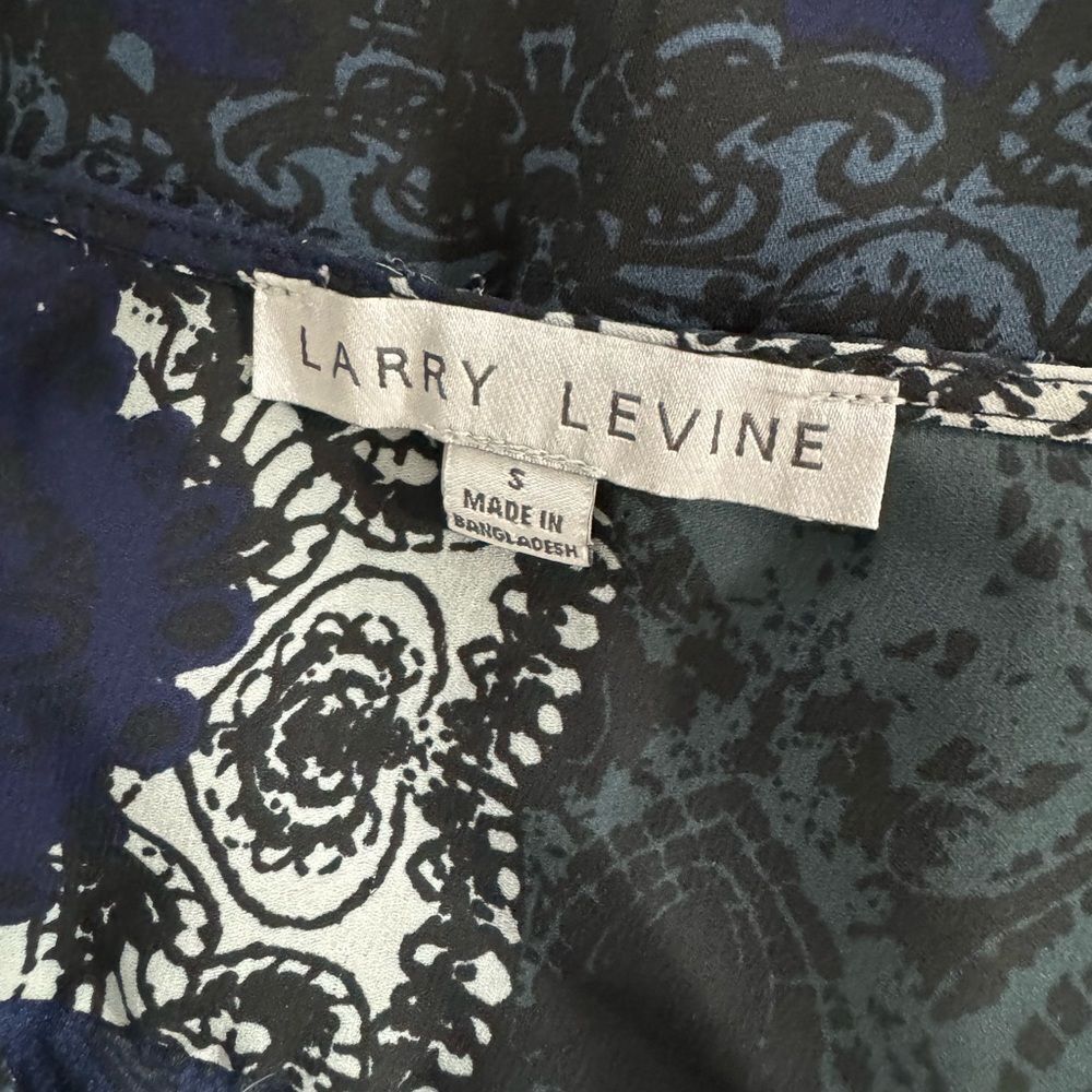 Other Larry Levine Blue Abstract Ruffle Sleeveless Blouse | Size S Size S / US 4 / IT 40 - 4 Thumbnail