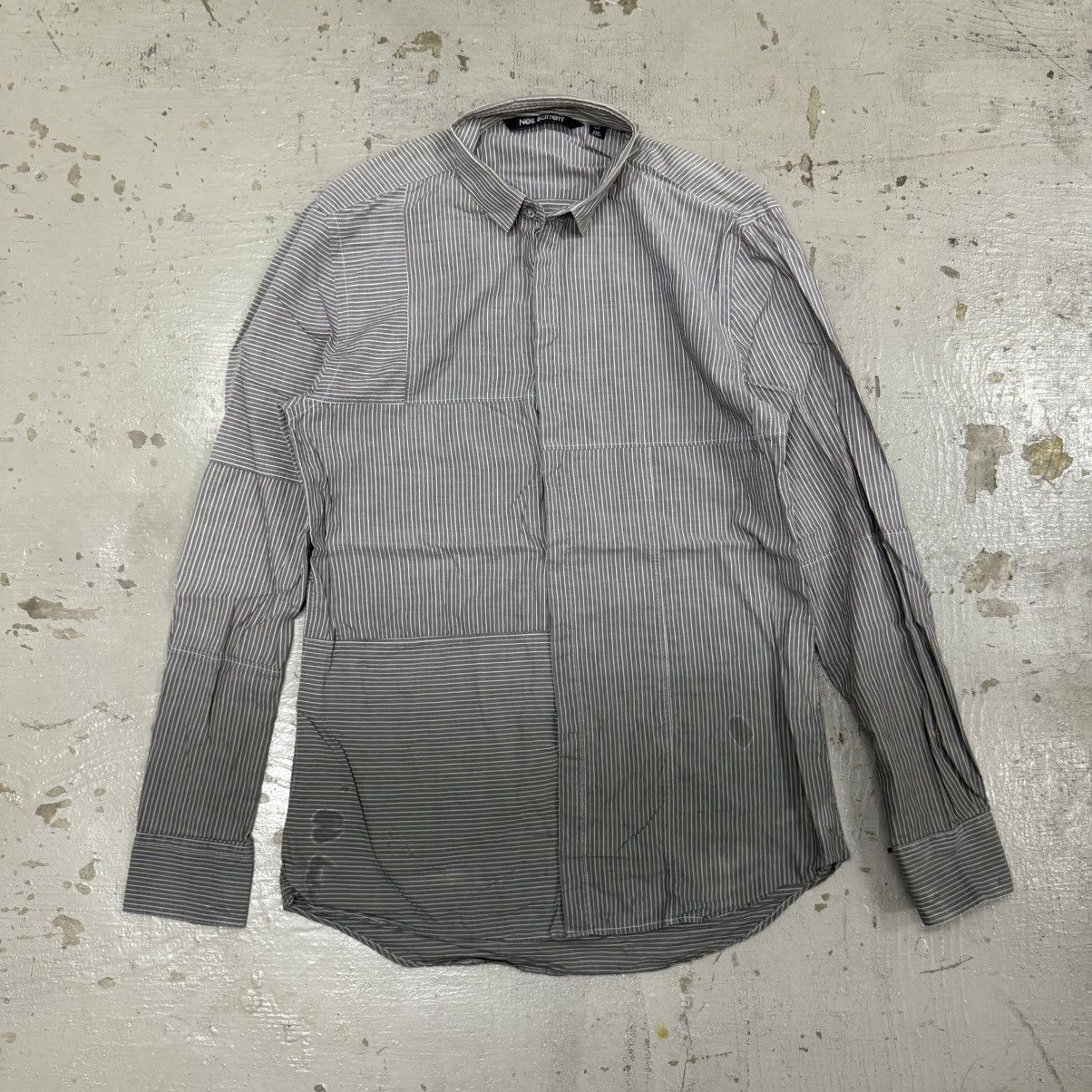 Neil Barrett Neil Barret Dipped Creased Stripe Popeline Shirts Size US XXS / EU 40 - 2 Thumbnail