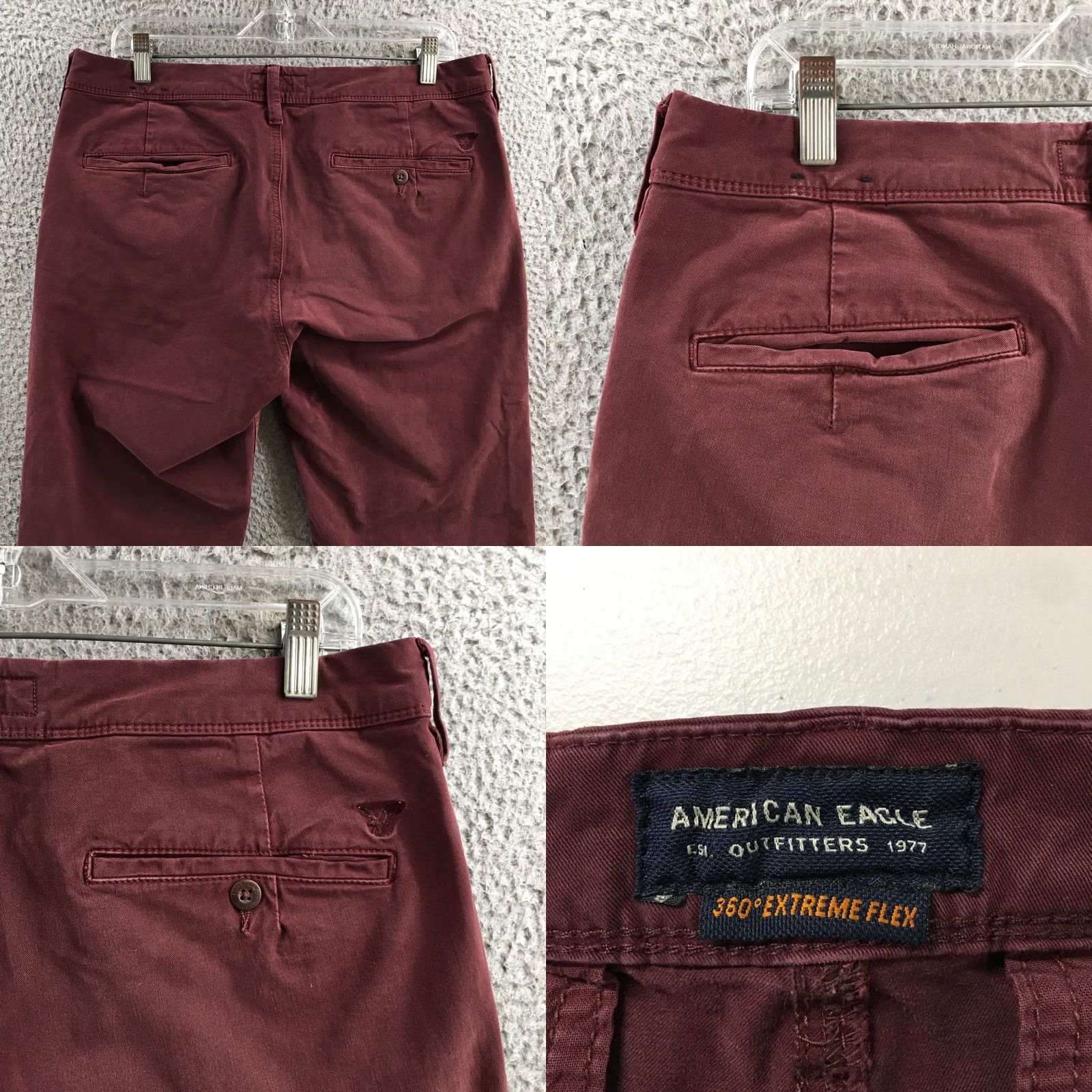 American Eagle Outfitters American Eagle Outfitters Chino Pants Mens 32x34 Burgundy Cotton Blend Mid Rise Size US 32 / EU 48 - 9 Thumbnail
