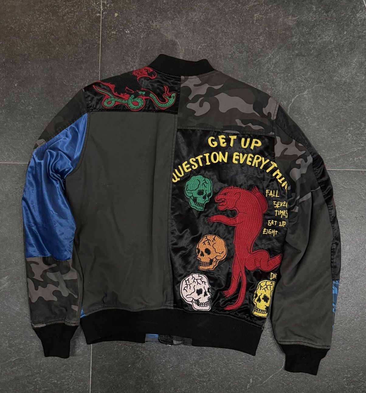 Diesel Very Rare Diesel Men Sukajan Skull Patchwork Zip-Up Size US L / EU 52-54 / 3 - 2 Thumbnail