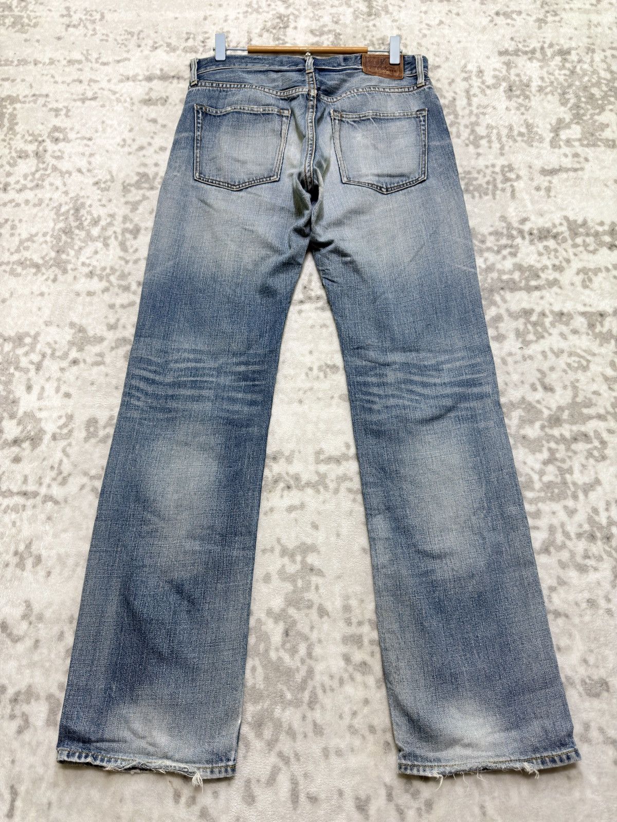 Vintage Vintage Back Number Faded Blue Denim Whiskered Honeycomb Size US 31 - 2 Thumbnail