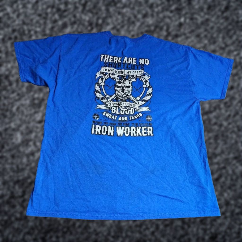 Doublet VINTAGE Bayside Graphic T-Shirt Mens 2XL Blue Ironworkers Union Local 709 Double-Sided USA Size US XXL / EU 58 / 5 - 1 Thumbnail
