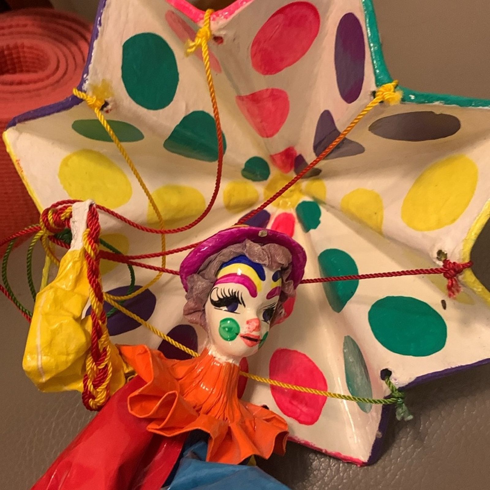 Vintage 70’s midcentury handmade papier maché clown and parachute Size ONE SIZE - 10 Thumbnail