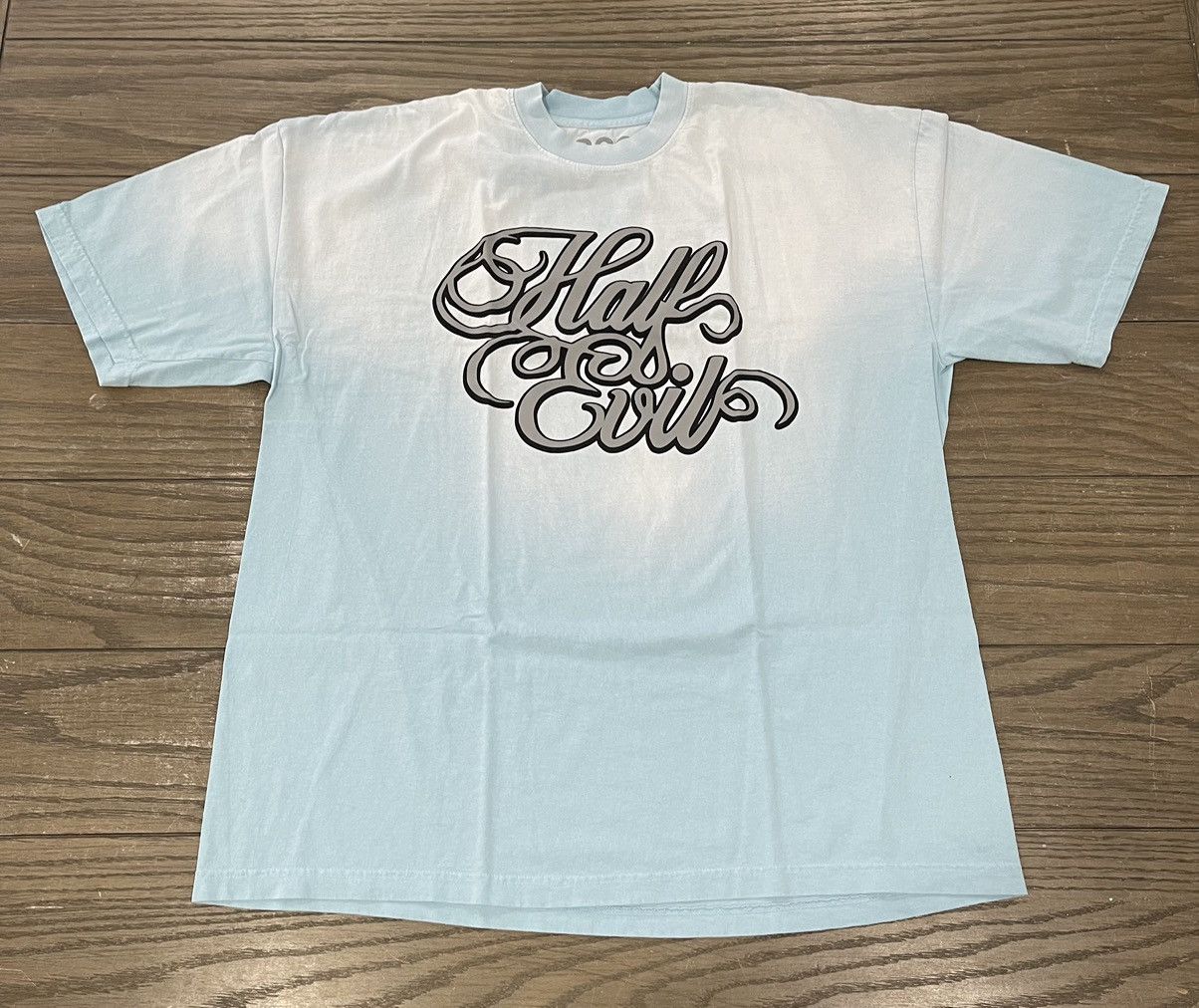 Designer × Half Evil ⚡️ Half Evil 333 Script Tee Shirt Vintage Blue 2XL XXL ⚡️ Size US XXL / EU 58 / 5 - 1 Thumbnail