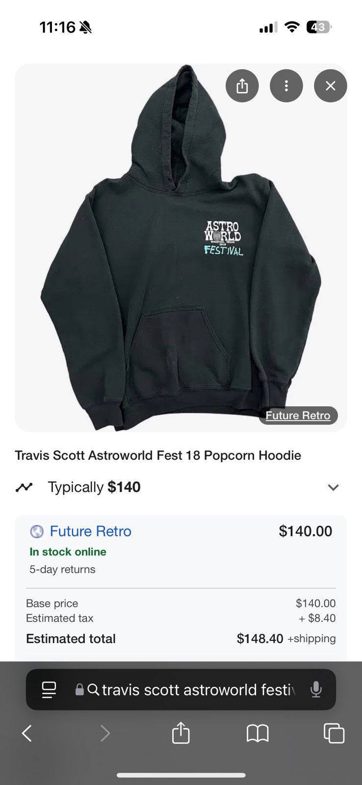 Travis Scott Travis Scott Astroworld 2018 Popcorn Hoodie Size US M / EU 48-50 / 2 - 3 Thumbnail