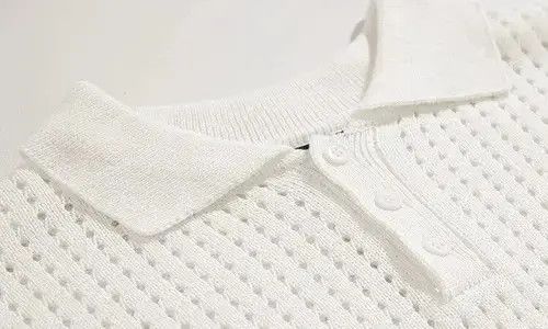 VIBE Korean fashion beige knit polo top Size US M / EU 48-50 / 2 - 4 Thumbnail