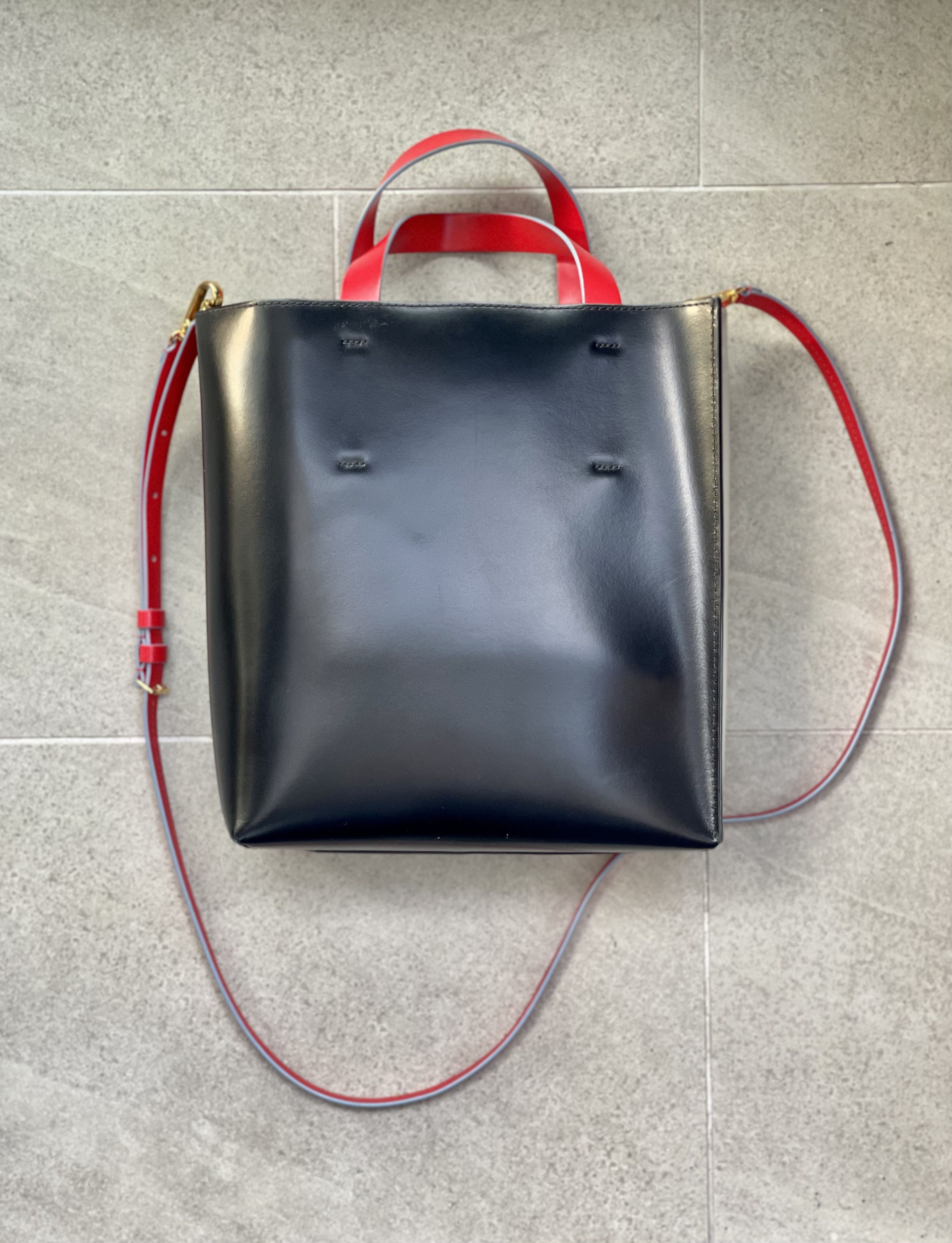 Marni Marni Museo Small Two Tone Gray Black Block Leather Tote Bag Size ONE SIZE - 8 Thumbnail