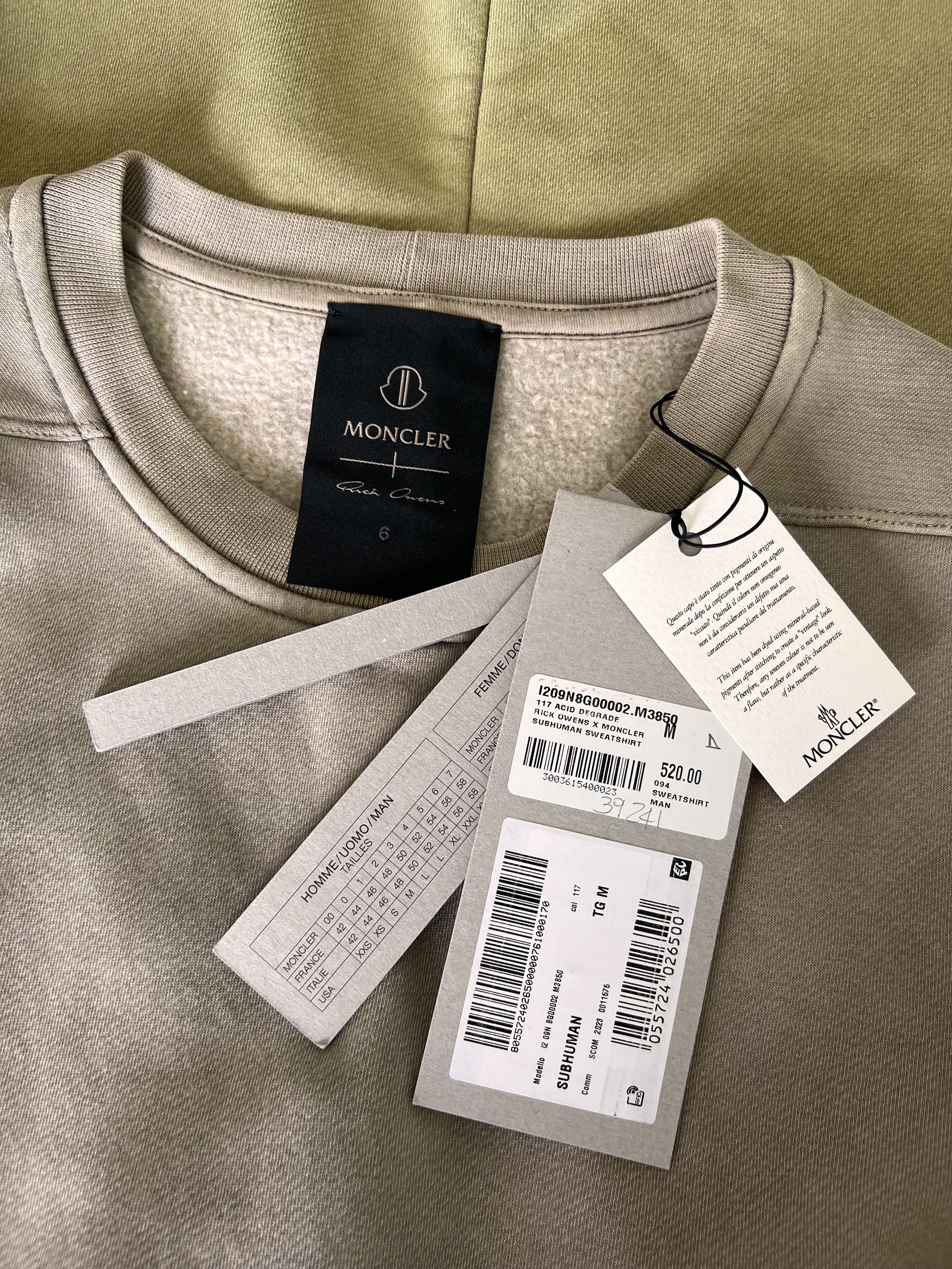 Moncler × Rick Owens Rick Owens Moncler Subhuman Cutout Sweatshirt Acid Degrade Size US M / EU 48-50 / 2 - 8 Thumbnail