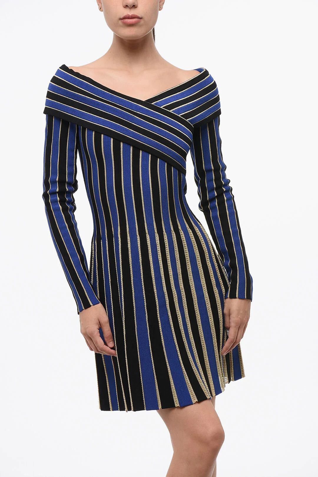 Balmain og1mm0326 Striped Dress in Blue/Black Size S / US 4 / IT 40 - 4 Thumbnail