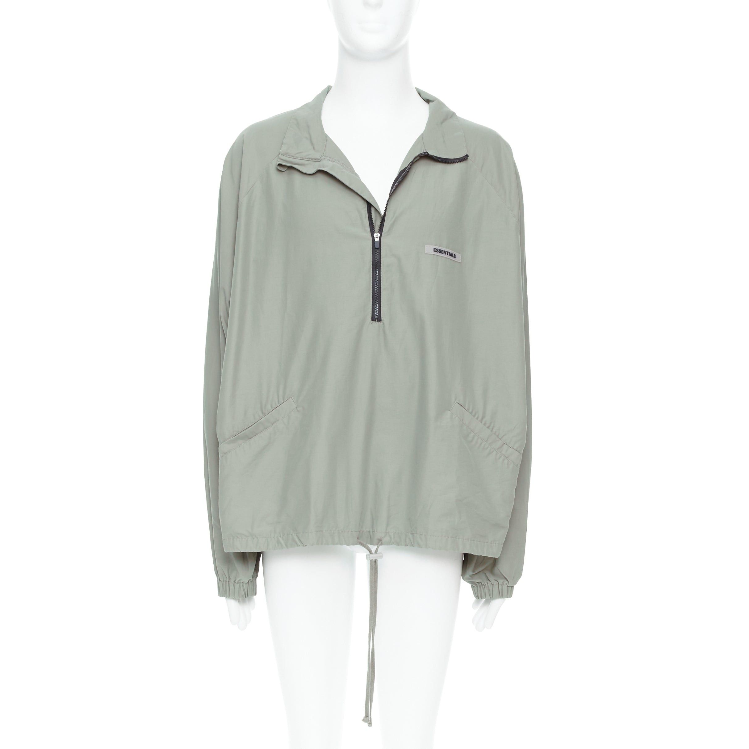 Fear of God FEAR OF GOD ESSENTIALS khaki cotton nylon half zip logo pullover L Size US L / EU 52-54 / 3 - 1 Thumbnail