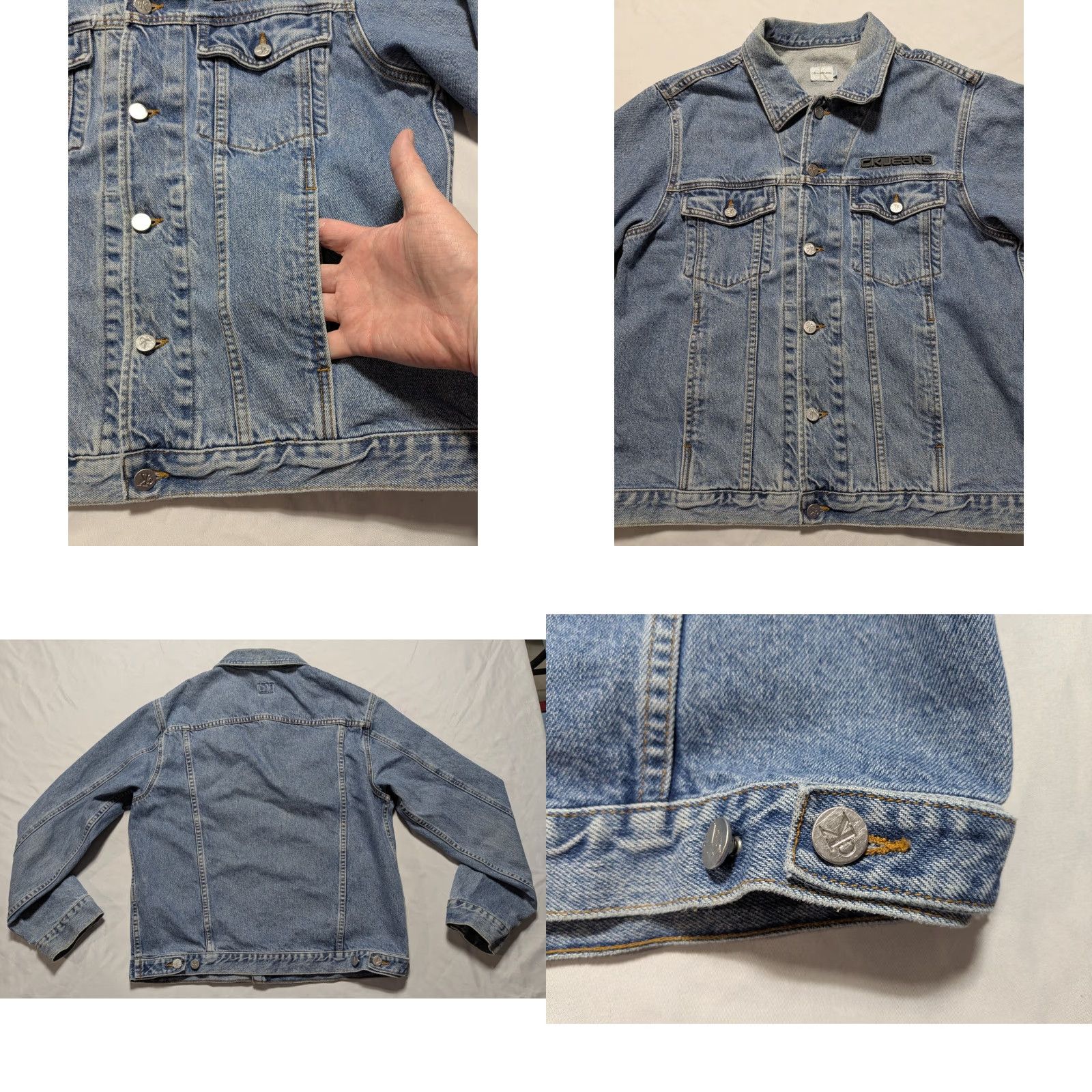 Calvin Klein VINTAGE Calvin Klein CK Jeans Men Large Double Stone Wash Denim Trucker Jacket Size US 33 - 10 Thumbnail