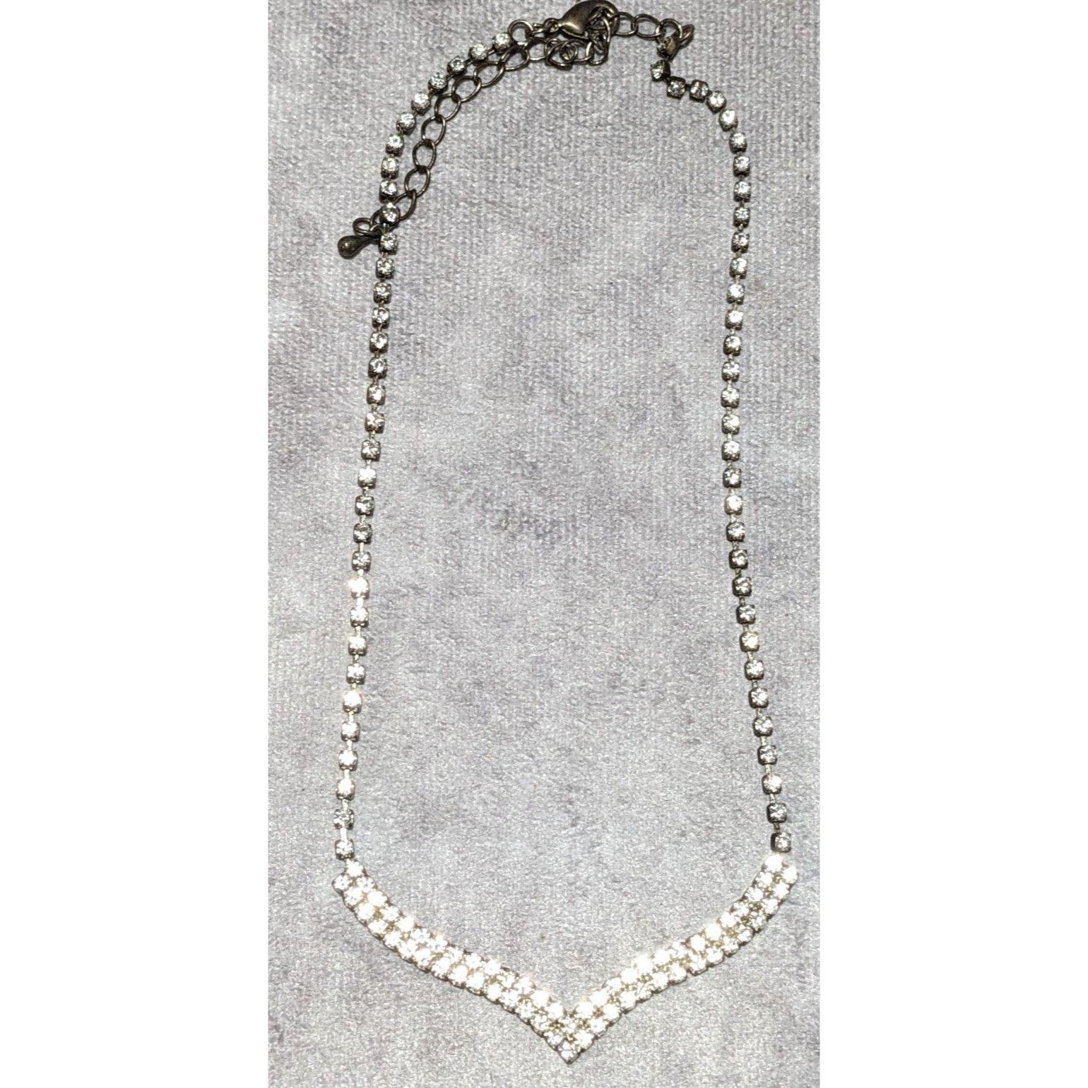 Other Vintage 90s Silver Chevron Rhinestone Necklace Size ONE SIZE - 8 Thumbnail