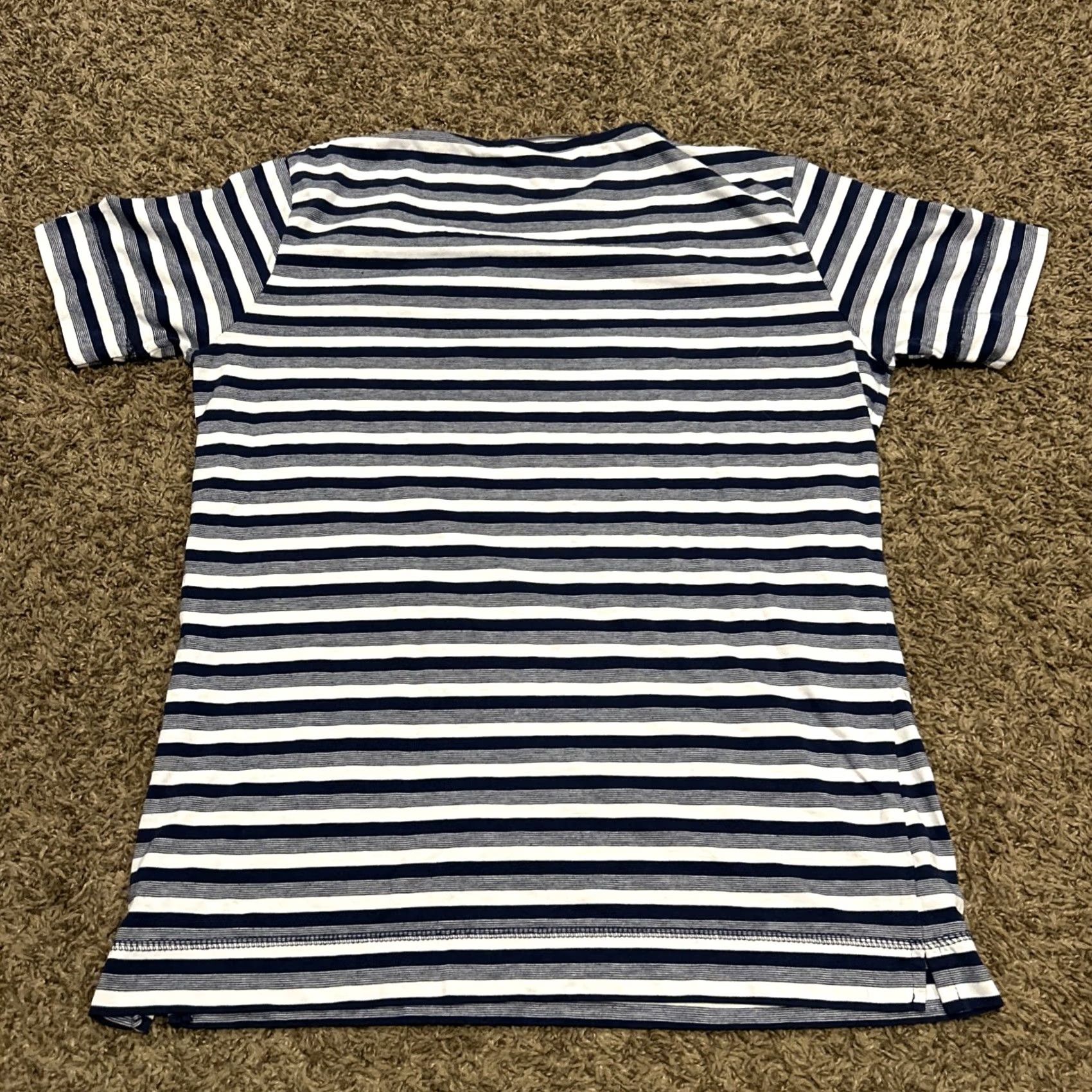 Vintage Erika & Co. Tops Womens Sz M Blue White Striped Short Sleeve Shirt A31 Size M / US 6-8 / IT 42-44 - 3 Thumbnail